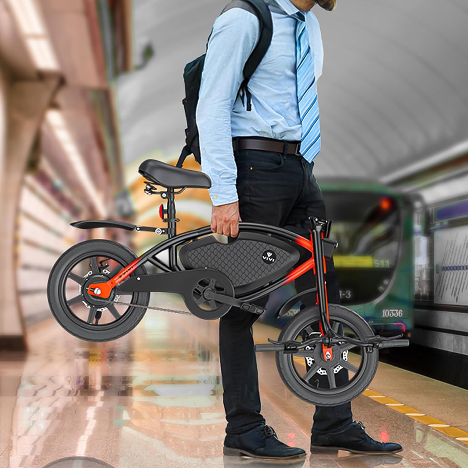 14" Folding Electric Bike for Adults & Teens – Compact City E-Bike with Cruise Control & Long-Range Assist