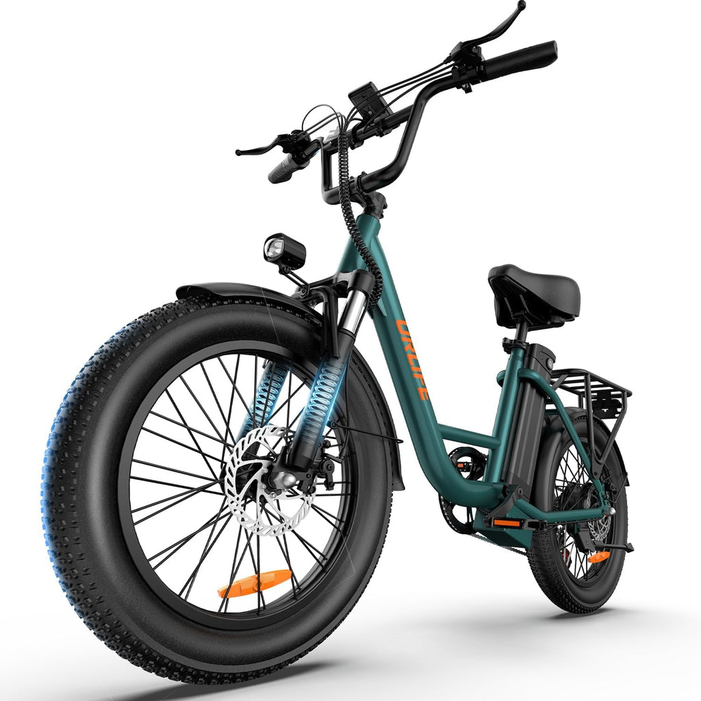 20" Fat Tire Electric Bike for Adults & Teens, Up to 80-Mile Range, 7-Speed E-Bike with Suspension & Adjustable Seat