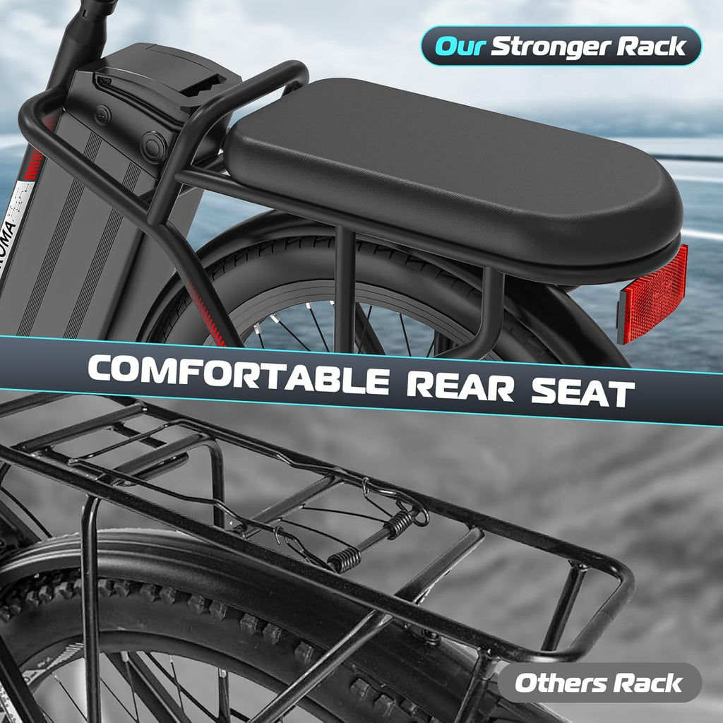Electric Scooter with Seat – 20" Fat Tire Commuter E-Bike with Adjustable Seat, Basket & Removable Power System