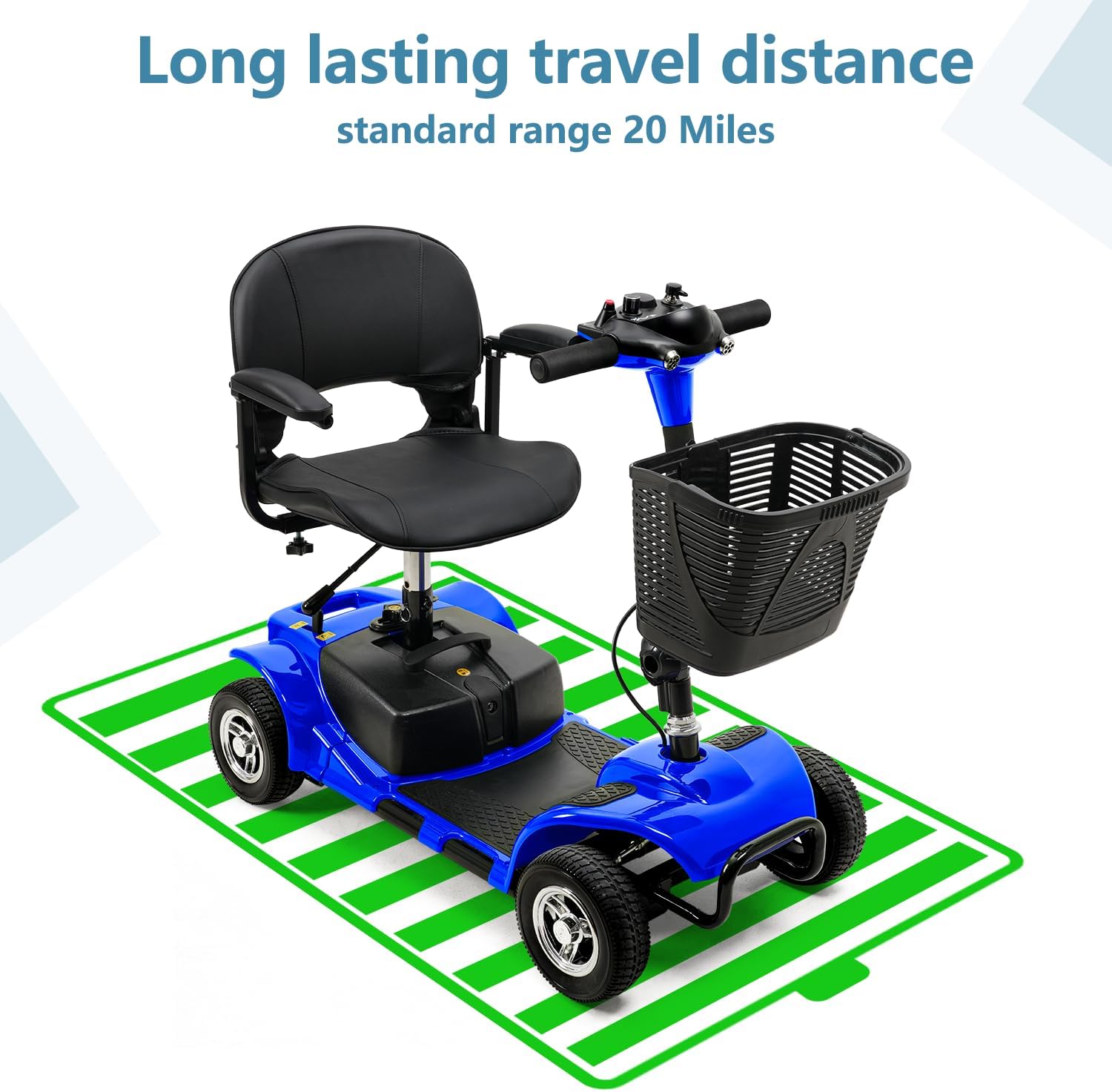 4-Wheel Mobility Scooter for Seniors & Adults – Foldable Electric Travel Scooter with Basket, LED Lights & Extended Battery