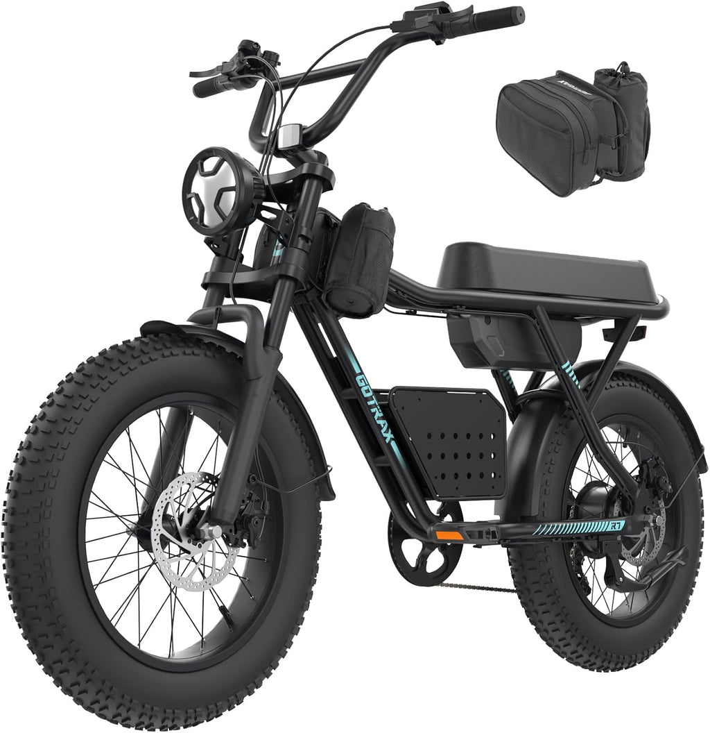 750W Electric Bike for Adults – 20" Fat Tire E-Bike, 25 MPH Top Speed, Up to 45 Miles Range, Basket & Frame Bag Included