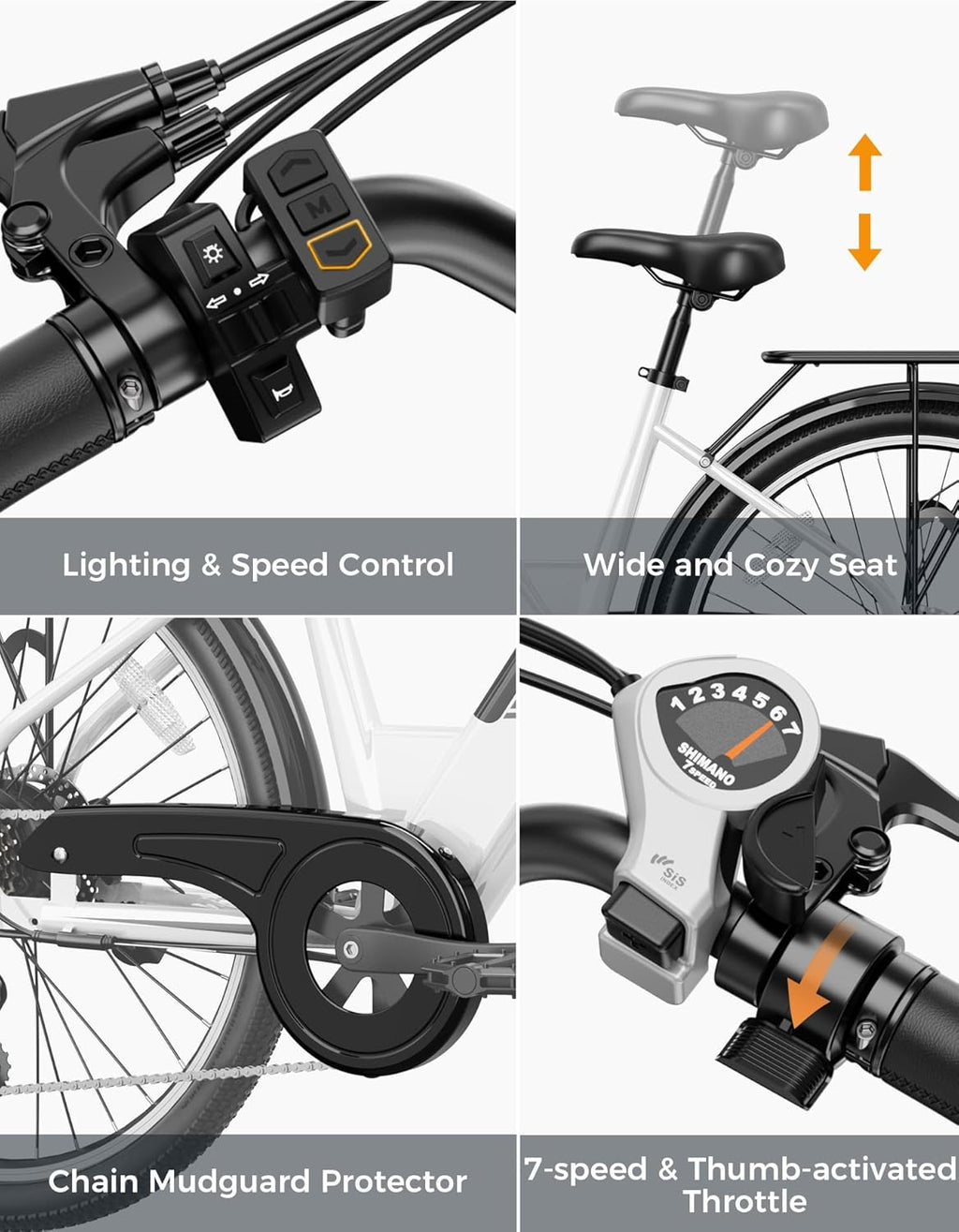 26" Electric Commuter Bike for Adults – 1200W Motor, 28 MPH Top Speed, 40–62 Mile Range