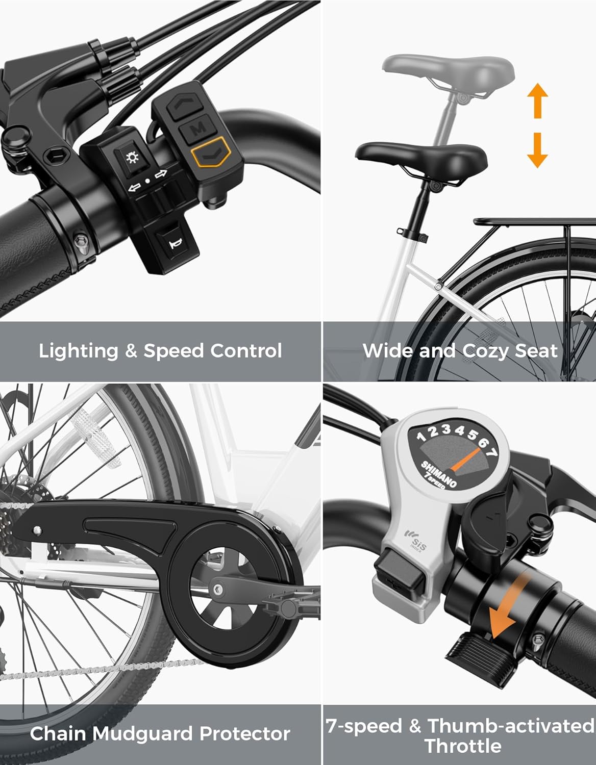 26" Electric Commuter Bike for Adults – 1200W Motor, 28 MPH Top Speed, 40–62 Mile Range