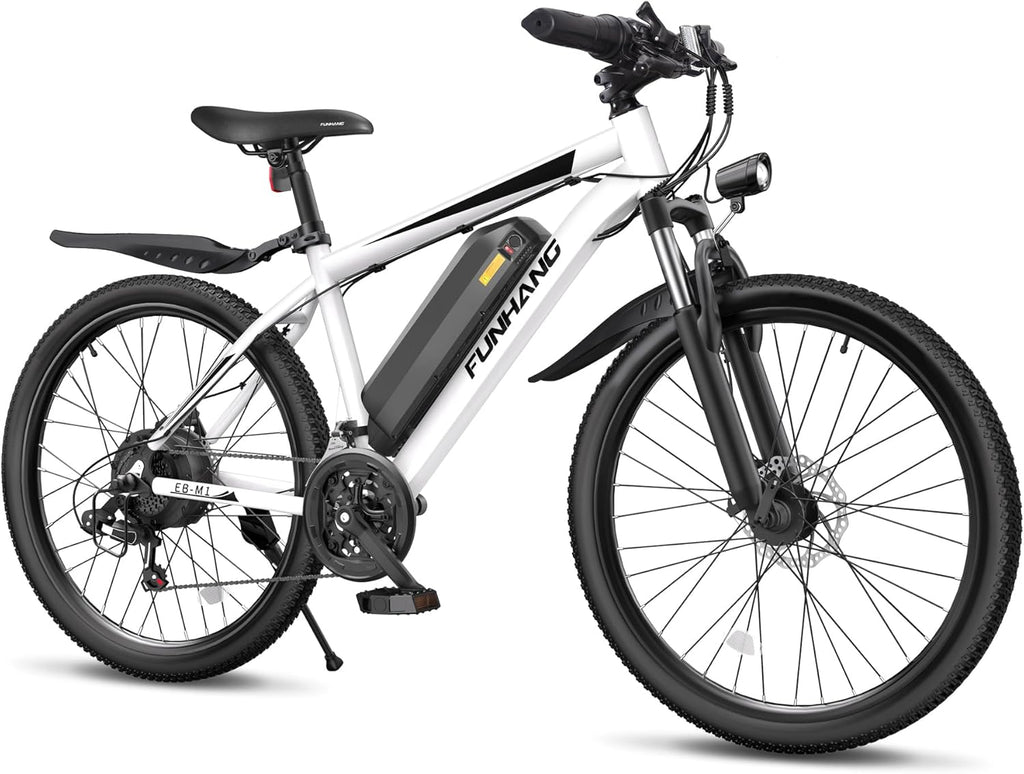 1000W Peak Electric Mountain Bike for Adults – 26-Inch E-Bike with Front Suspension, 7-Speed Gears, Fenders & Up to 50-Mile Range