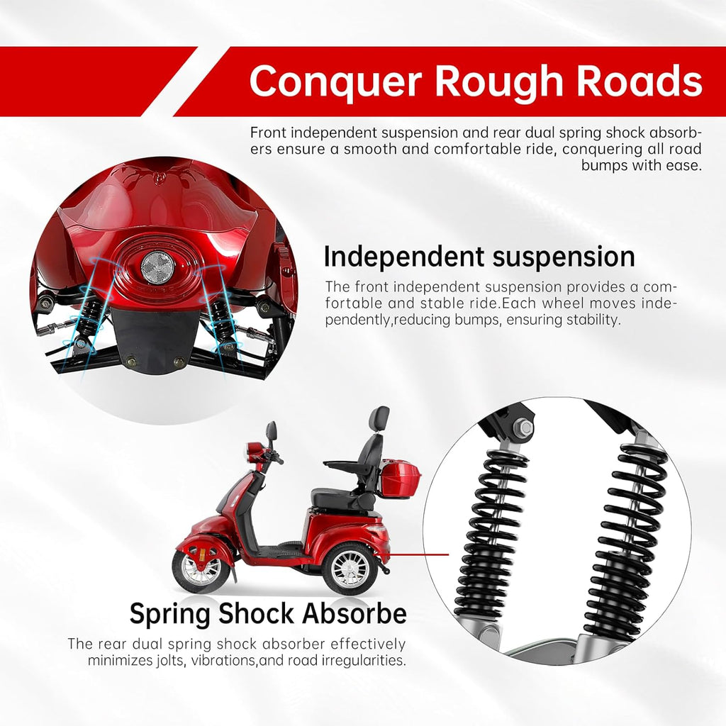 Heavy Duty 4-Wheel Mobility Scooter for Seniors & Adults – 500lbs Capacity, All-Terrain Electric Power Chair with Long Range Battery
