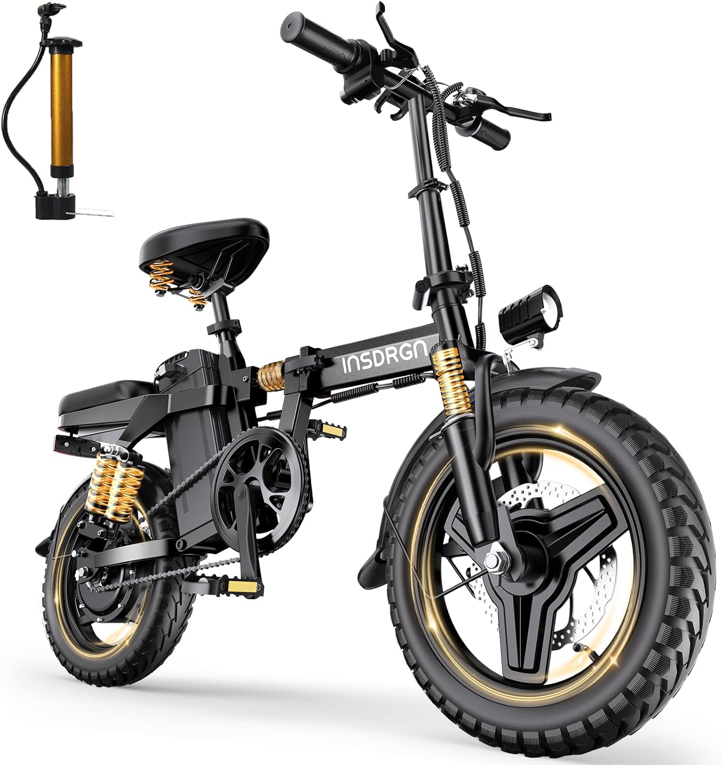 14" Folding Electric Bike for Adults, 1500W Peak Motor, Up to 20 MPH, Compact Commuter E-Bike with Long-Range Battery
