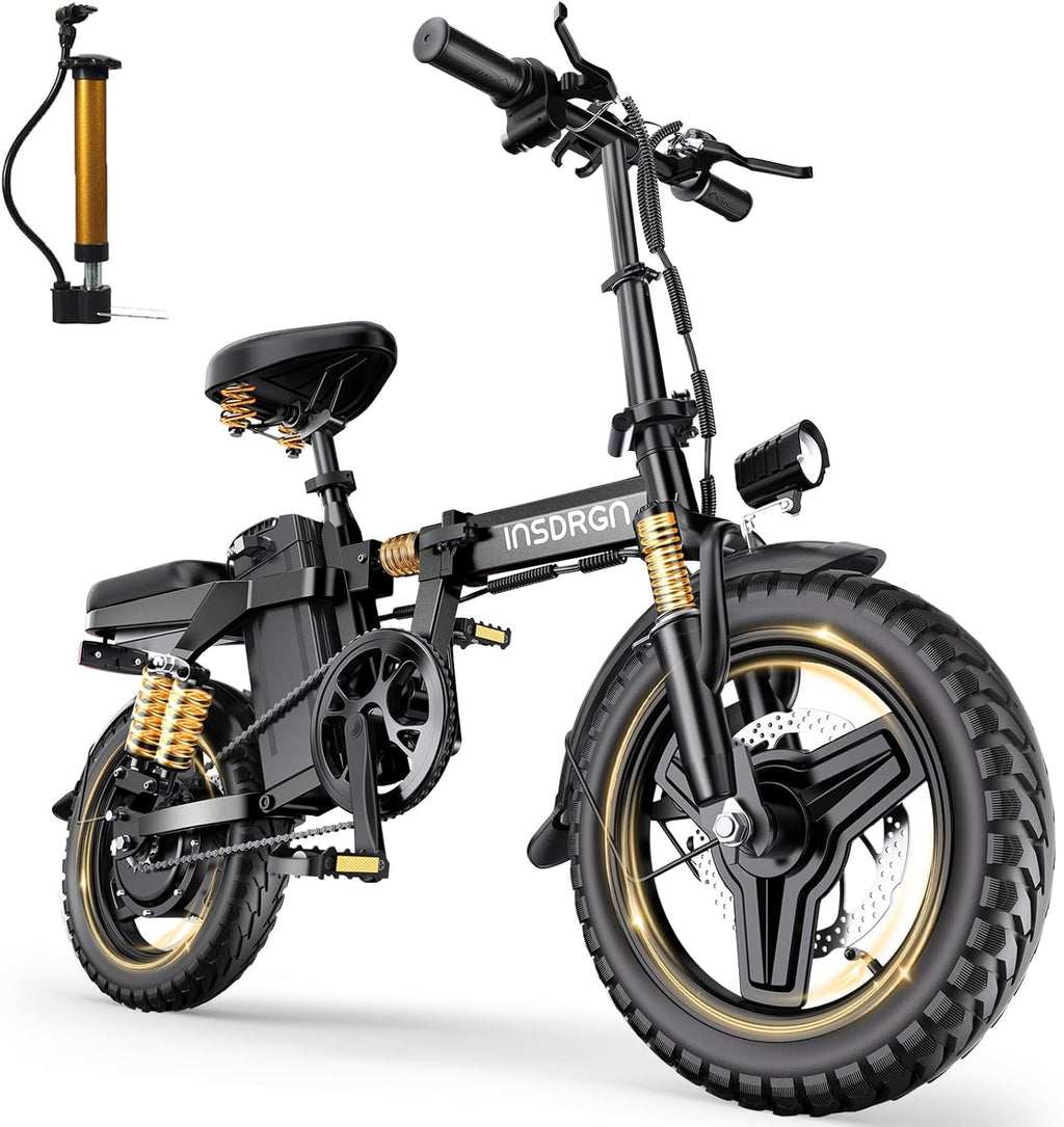 14-Inch Folding Electric Bike for Adults, Compact Commuter E-Bike with Removable Power System, Long-Range Design, UL Certified