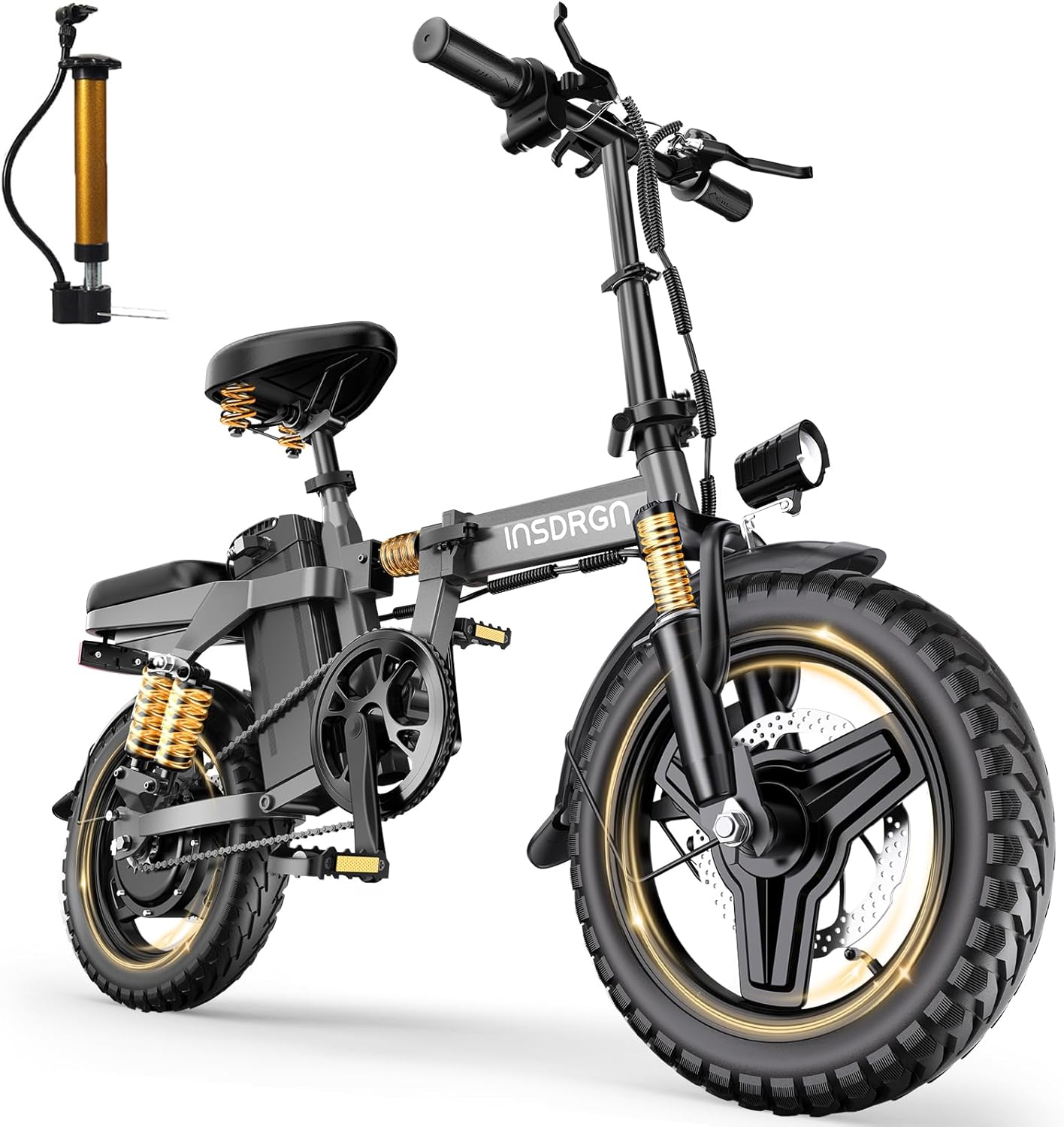 14" Folding Electric Bike for Adults, 1500W Peak Motor, Up to 20 MPH, 35–62 Miles Range, Removable Battery, Compact Commuter eBike, UL Certified