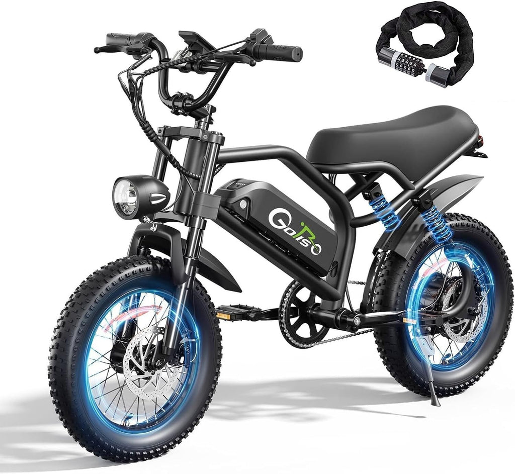 1500W Peak Electric Bike for Adults & Teens – 16-Inch Fat Tire All-Terrain E-Bike with Full Suspension & Up to 65-Mile Range