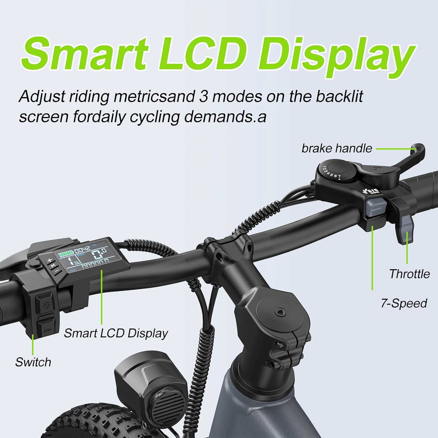 24" Electric Mountain Bike for Adults with 1000W Peak Motor, Full Suspension, 7-Speed Gear System & Commuter Design