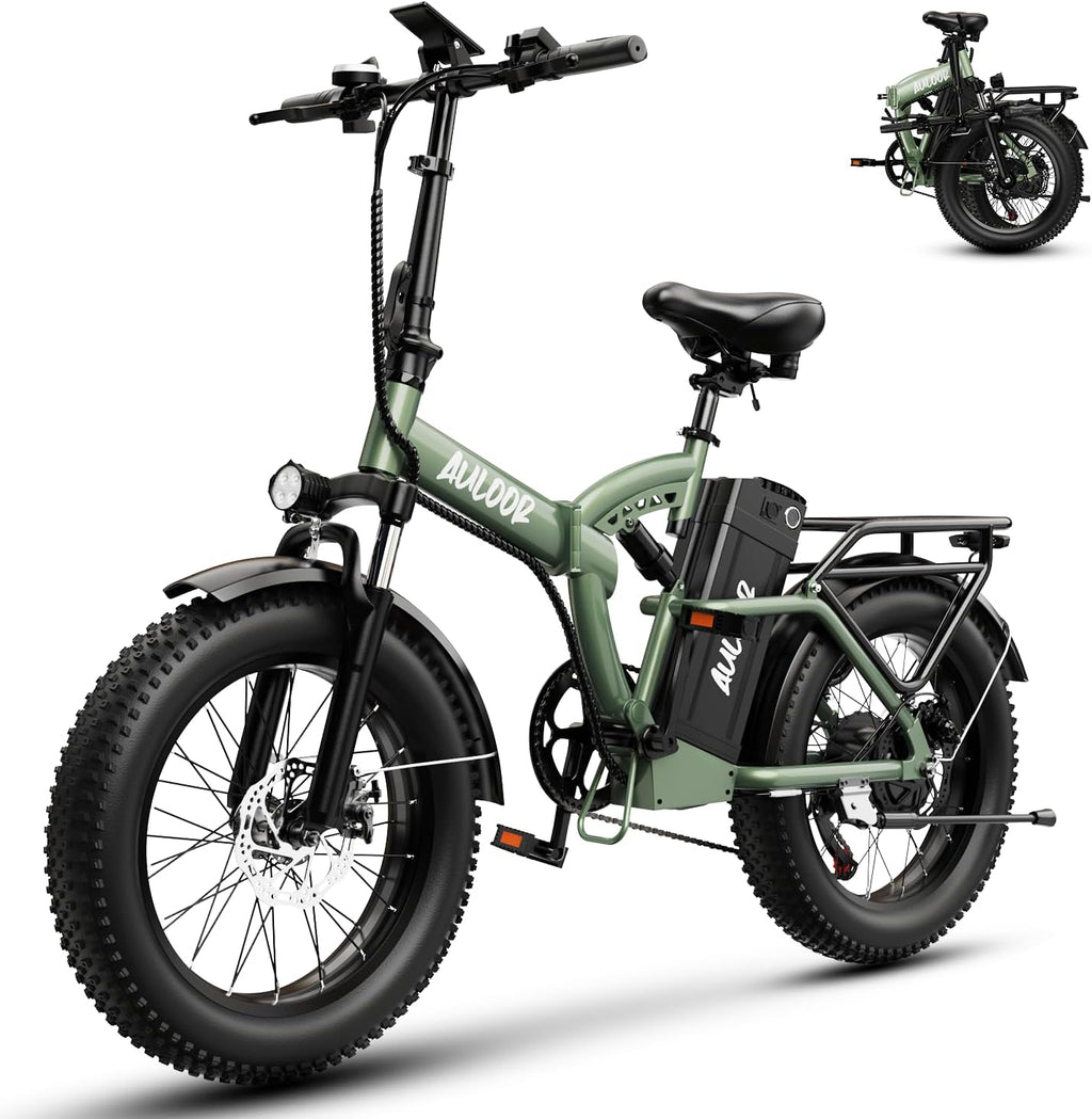 1000W Folding Electric Bike for Adults – 20" Fat Tire Foldable E-Bike, Up to 80 Miles Range, Removable Battery