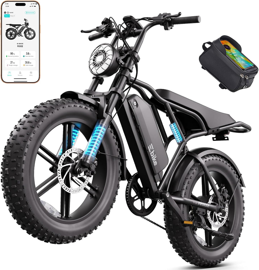 20" Fat Tire Electric Bike for Adults – Dual Suspension E-Bike with Smart Display & App Connectivity