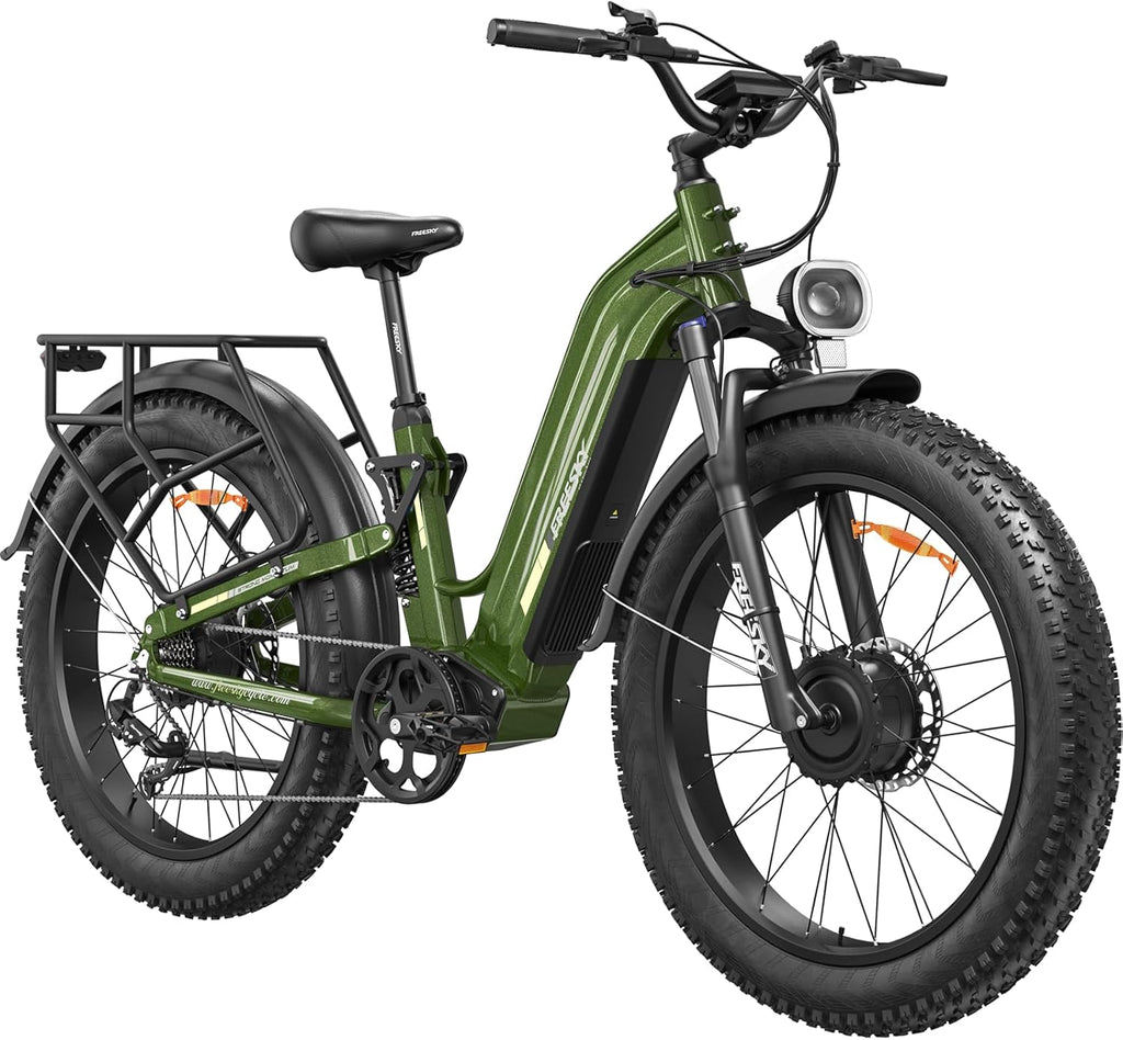 Dual Motor Electric Mountain Bike for Adults, 3500W Peak Power, Full Suspension, 26" Fat Tire Long-Range E-Bike