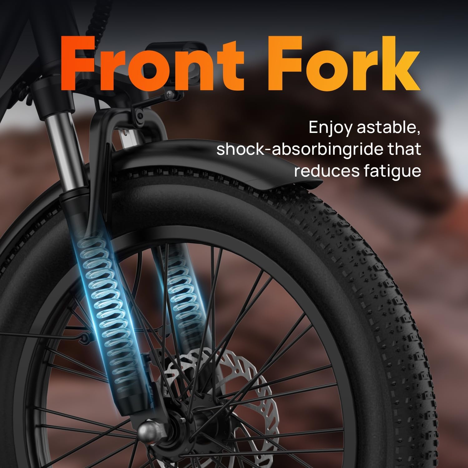 48V Electric Bike for Adults – 20" Fat Tire E-Bike, Up to 80 Miles Range, 7-Speed, Suspension, UL Certified