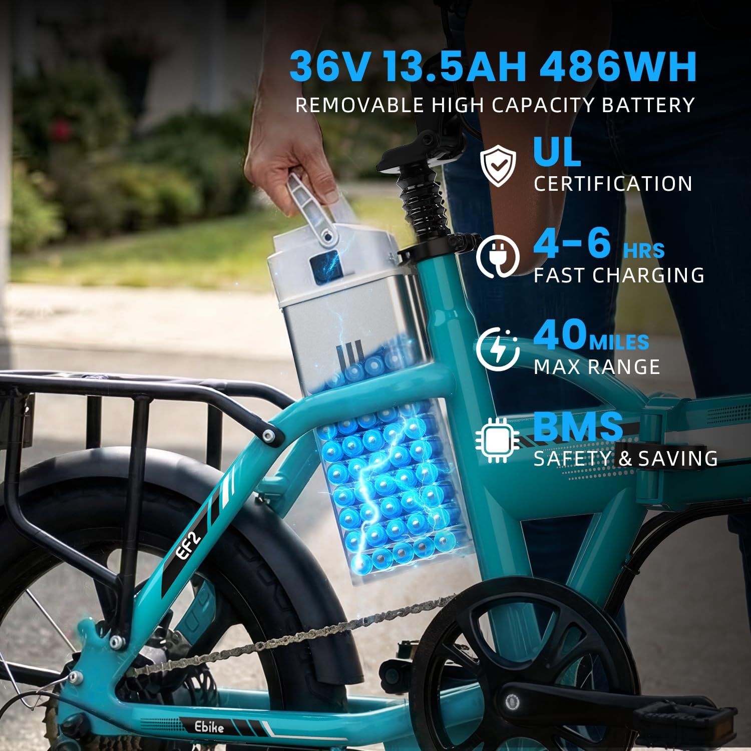 Lightweight Folding Electric Bike for Adults, All-Terrain Commuter E-Bike, 7-Speed Drivetrain, UL Certified