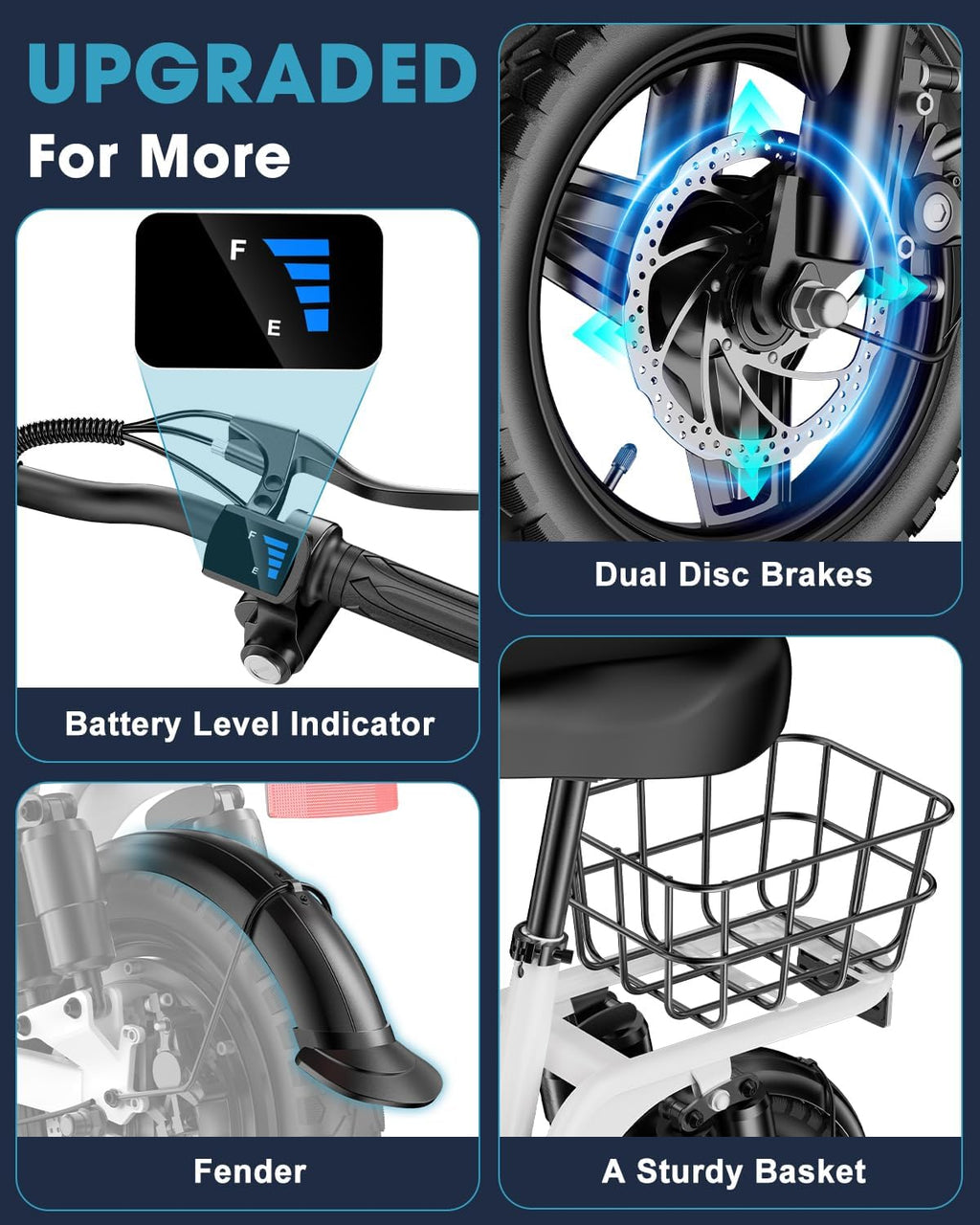 Foldable Electric Scooter with Seat for Adults, 1800W Peak Motor, Up to 42 Miles Range, 20 MPH Top Speed, Rear Basket & 330 lb Capacity