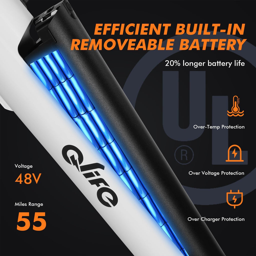 Step-Through Electric Bike for Adults & Teens, 1000W Peak Motor, Up to 55-Mile Range, 7-Speed Commuter E-Bike