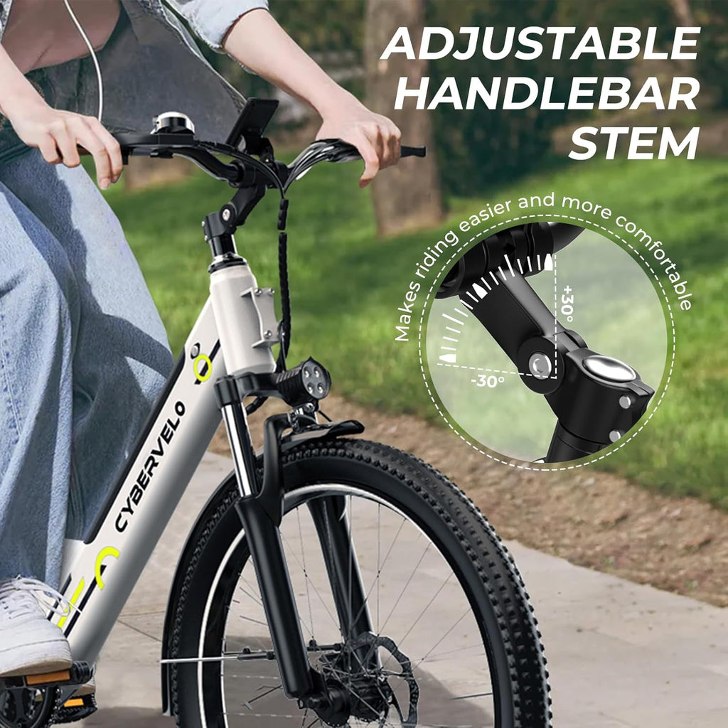 26" Electric Bike for Adults, 750W Peak Motor, Up to 80-Mile Range, 7-Speed All-Terrain E-Bike