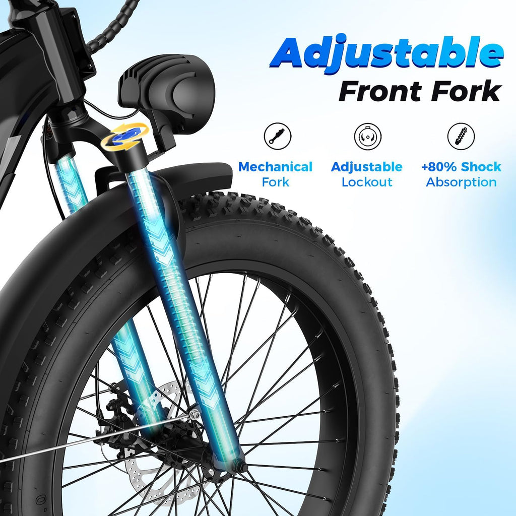 26" Fat Tire Electric Mountain Bike for Adults with 1800W Peak Motor, Air Suspension, Hydraulic Disc Brakes & Long-Range Performance