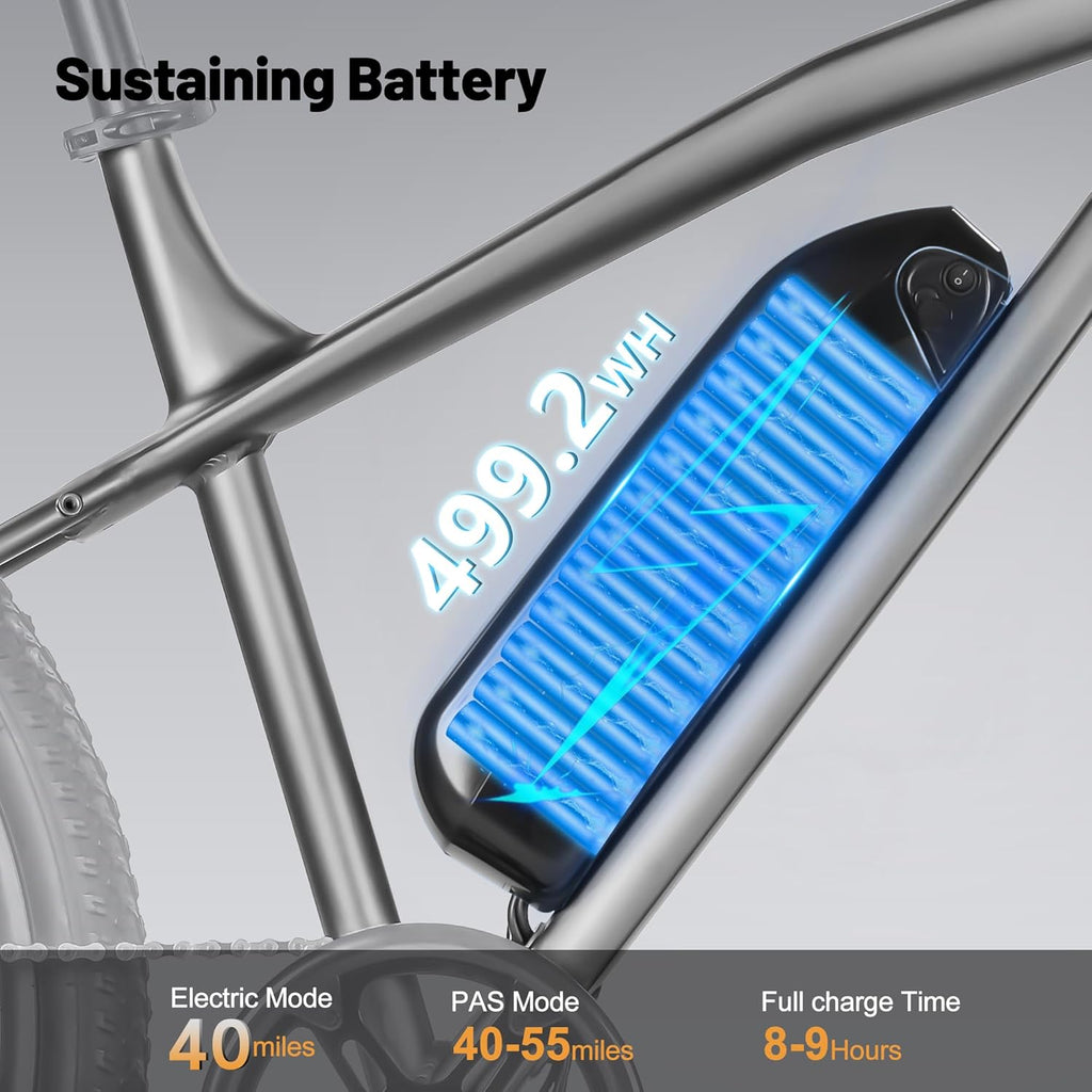 1200W Peak Electric Mountain Bike for Adults – 27.5" E-Bike, 21-Speed, 20+ MPH, Up to 55 Miles Range