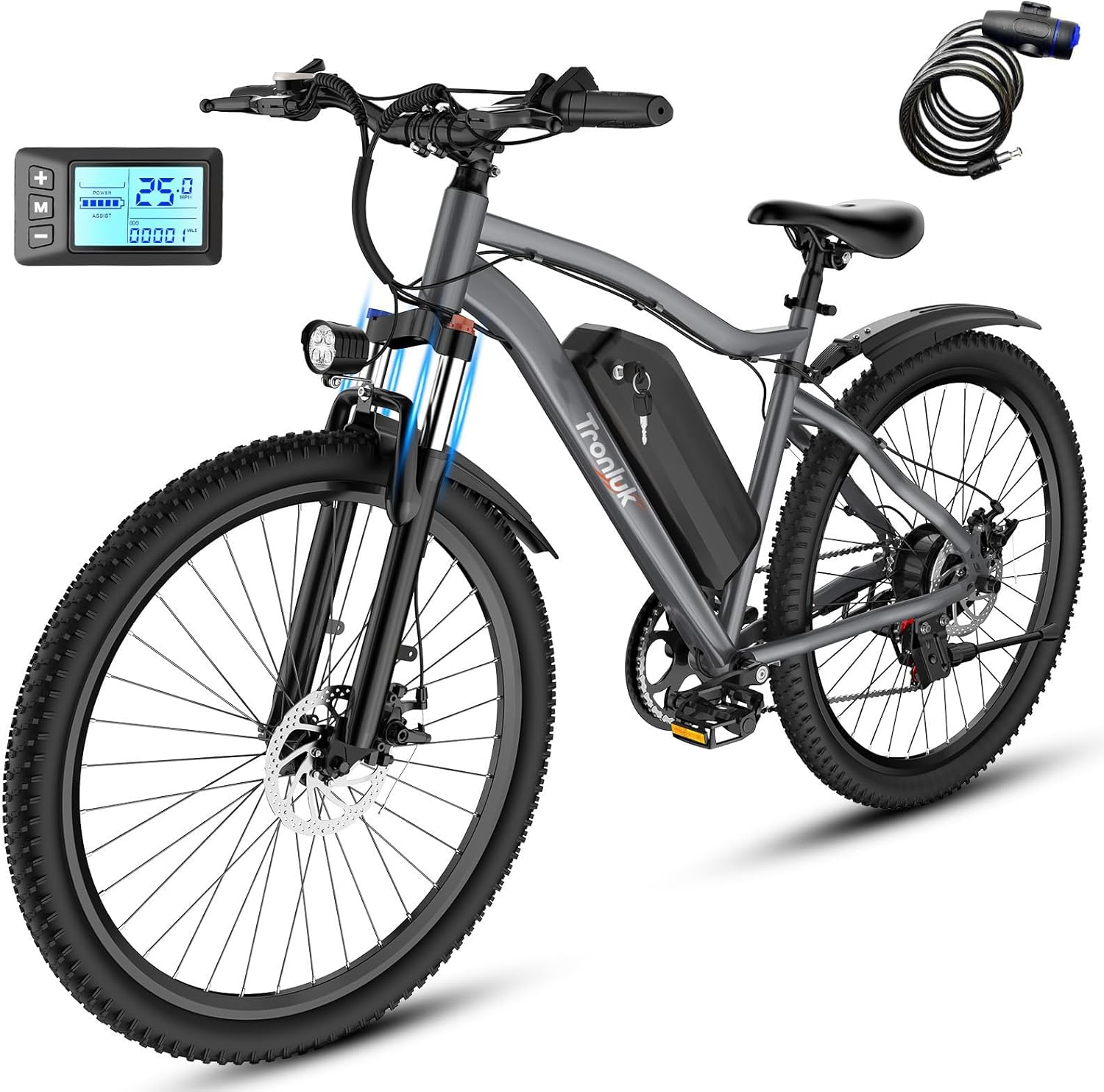 26" Electric Bike for Adults, 720W Peak Motor, 7-Speed Commuter E-Bike, Up to 50-Mile Range, All-Terrain Electric Bicycle