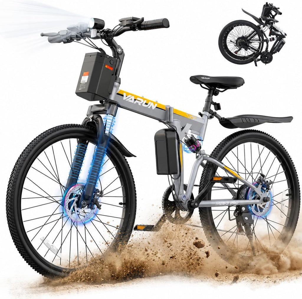 26" Folding Electric Bike for Adults with 750W Peak Motor, Up to 20 MPH, 50 Miles Range, Full Suspension & Dual Disc Brakes