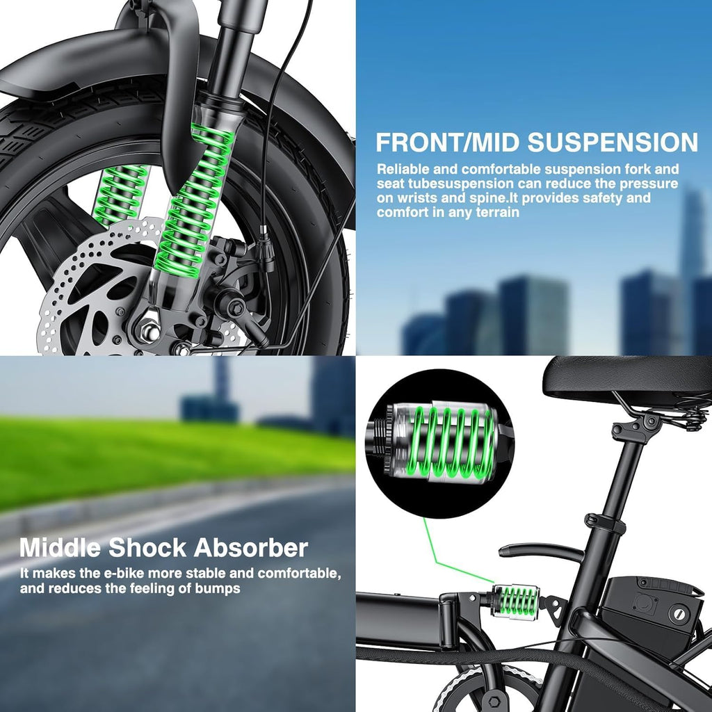 1200W Peak Electric Bike for Adults – Commuter E-Bike with Dual Disc Brakes, Up to 28 MPH Speed & 32-Mile Range