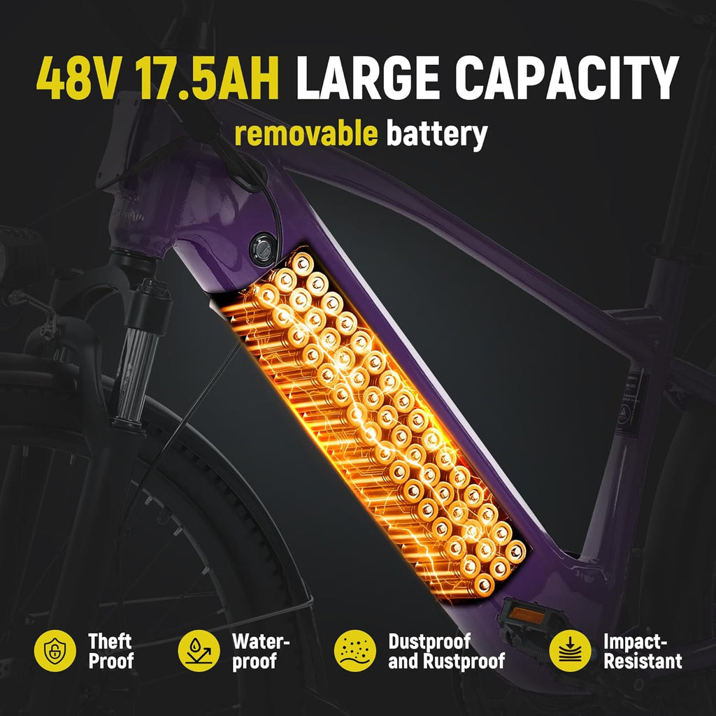 Adult Electric Bike with Removable Power System – 26" Tire E-Bike with Adjustable Stem & 7-Speed Drivetrain