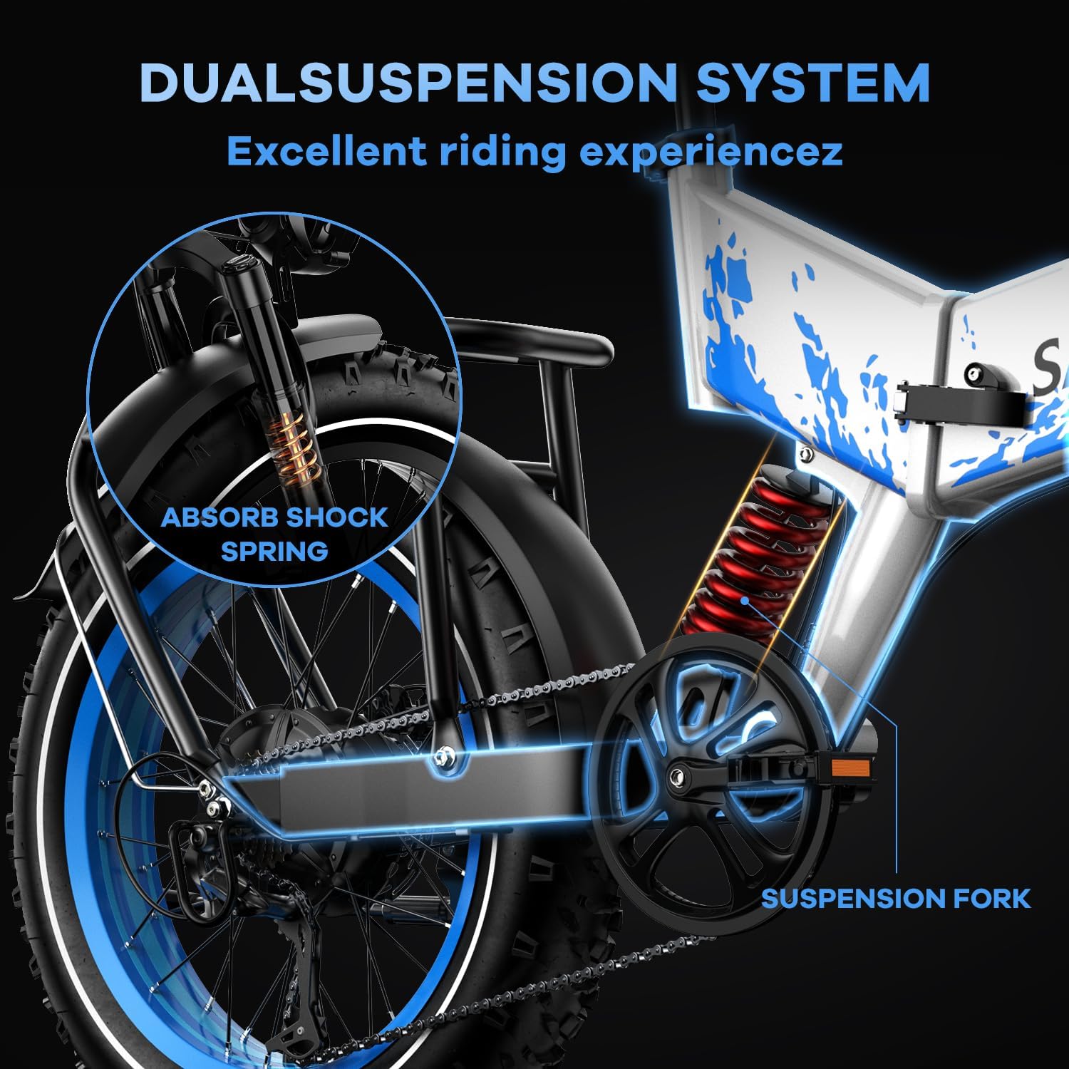 1500W Folding Electric Bike for Adults – 20" Fat Tire E-Bike, Up to 70 Miles Range, Dual Suspension, Foldable Design