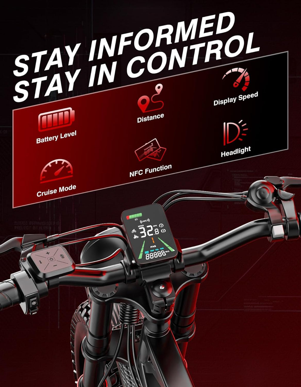 Electric Off-Road Bike for Adults, Full Suspension All-Terrain E-Bike, Hydraulic Brakes, Multi-Speed Drivetrain