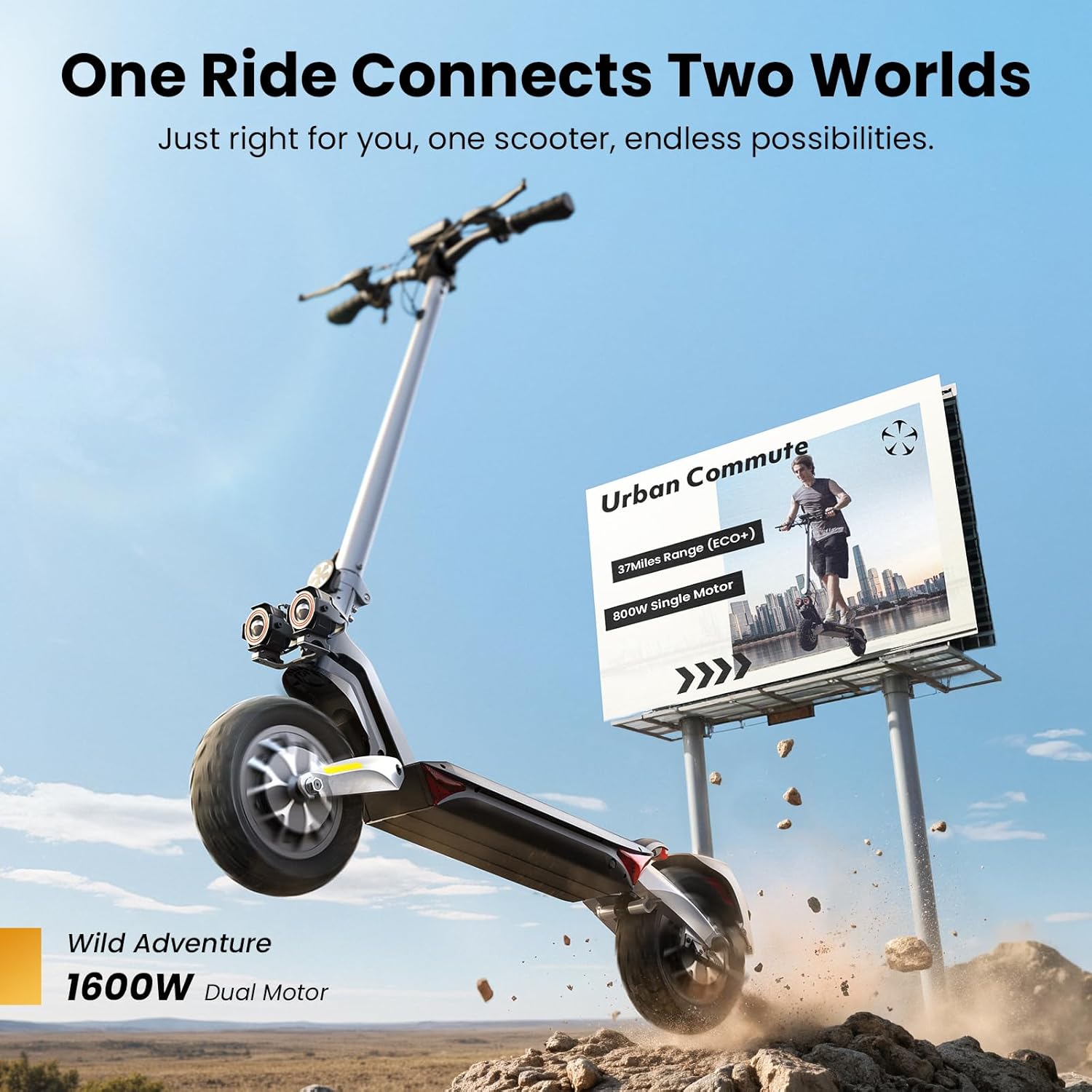 Landturbo Pro/Raptor Pro Electric Scooter for Adult, 800W/1500W Peak Motor, 38 Mph Top Speed, 47-56 Miles Max Range