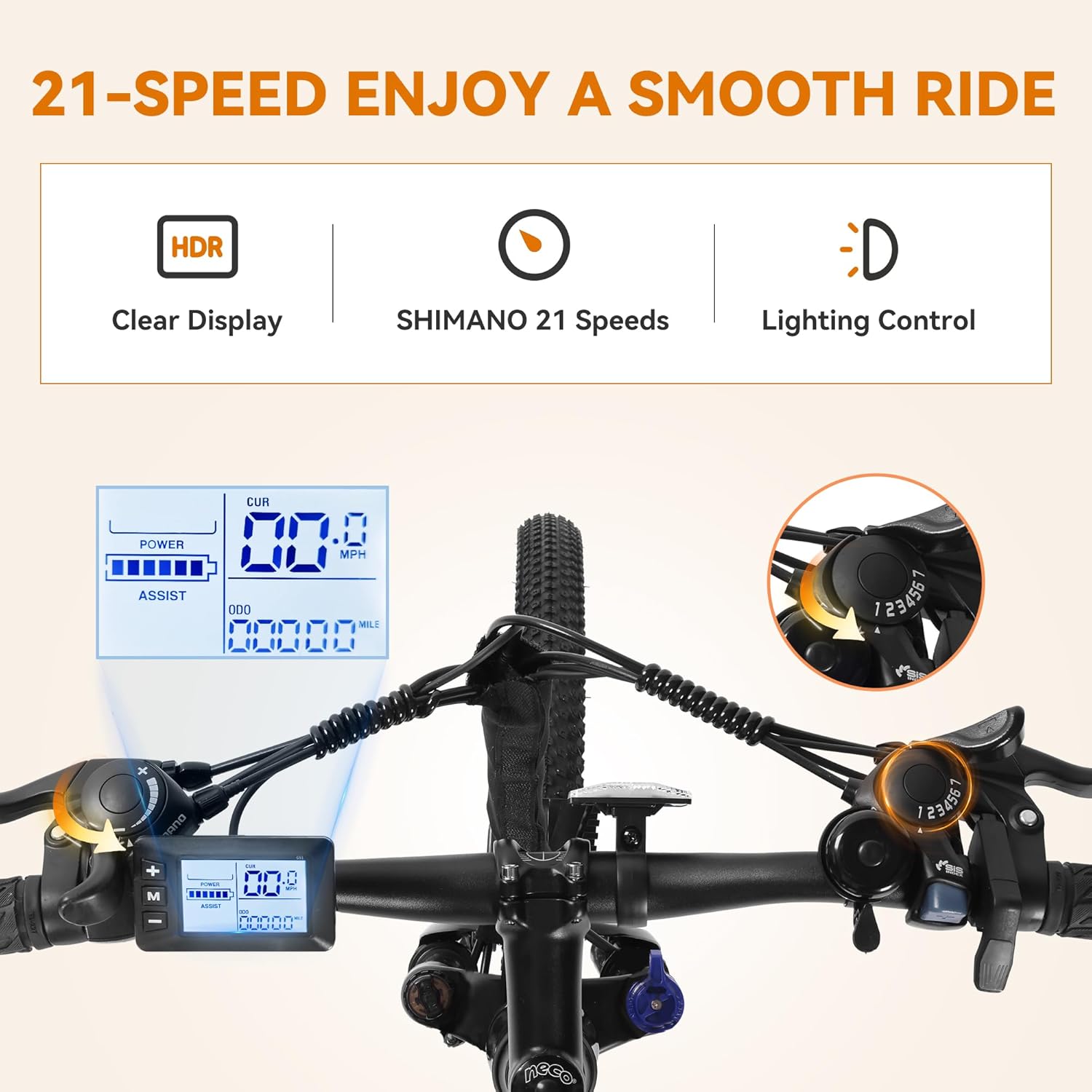 1200W Peak Electric Mountain Bike for Adults – 21-Speed E-Bike, 20+ MPH Top Speed, Up to 55 Miles Range