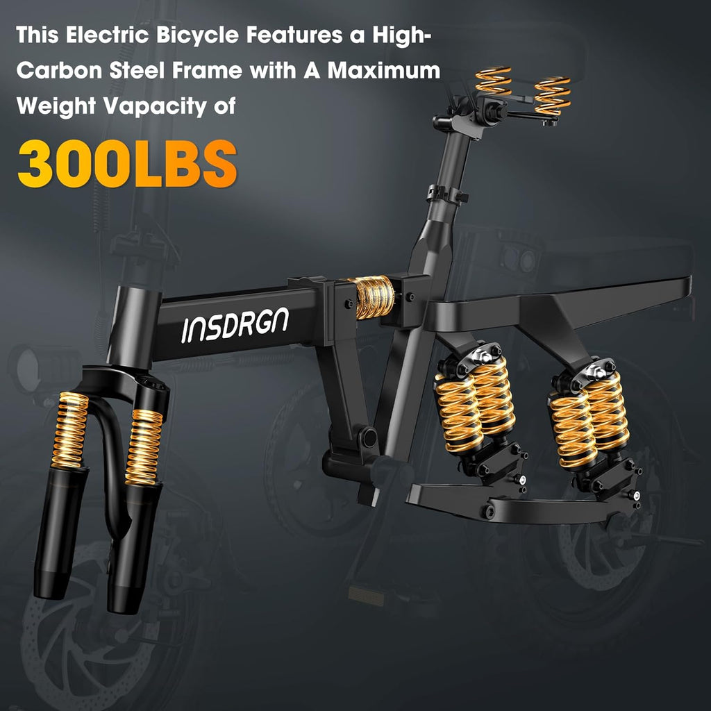 14-Inch Folding Electric Bike for Adults, Compact Commuter E-Bike with Removable Power System, Long-Range Design, UL Certified