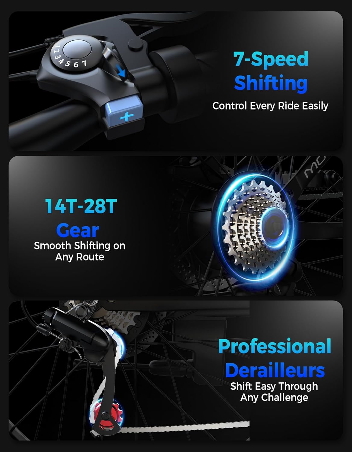1500W Peak Electric Mountain Bike for Adults – 26-Inch Commuter E-Bike with 7-Speed Gears, Up to 25 MPH & 65-Mile Range