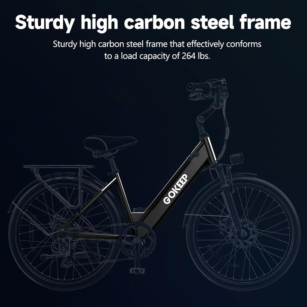 1000W Peak Electric Mountain Bike for Adults – 26-Inch E-Bike with 7-Speed Gears, Front Suspension, Adjustable Stem, Up to 28 MPH & 75-Mile Range
