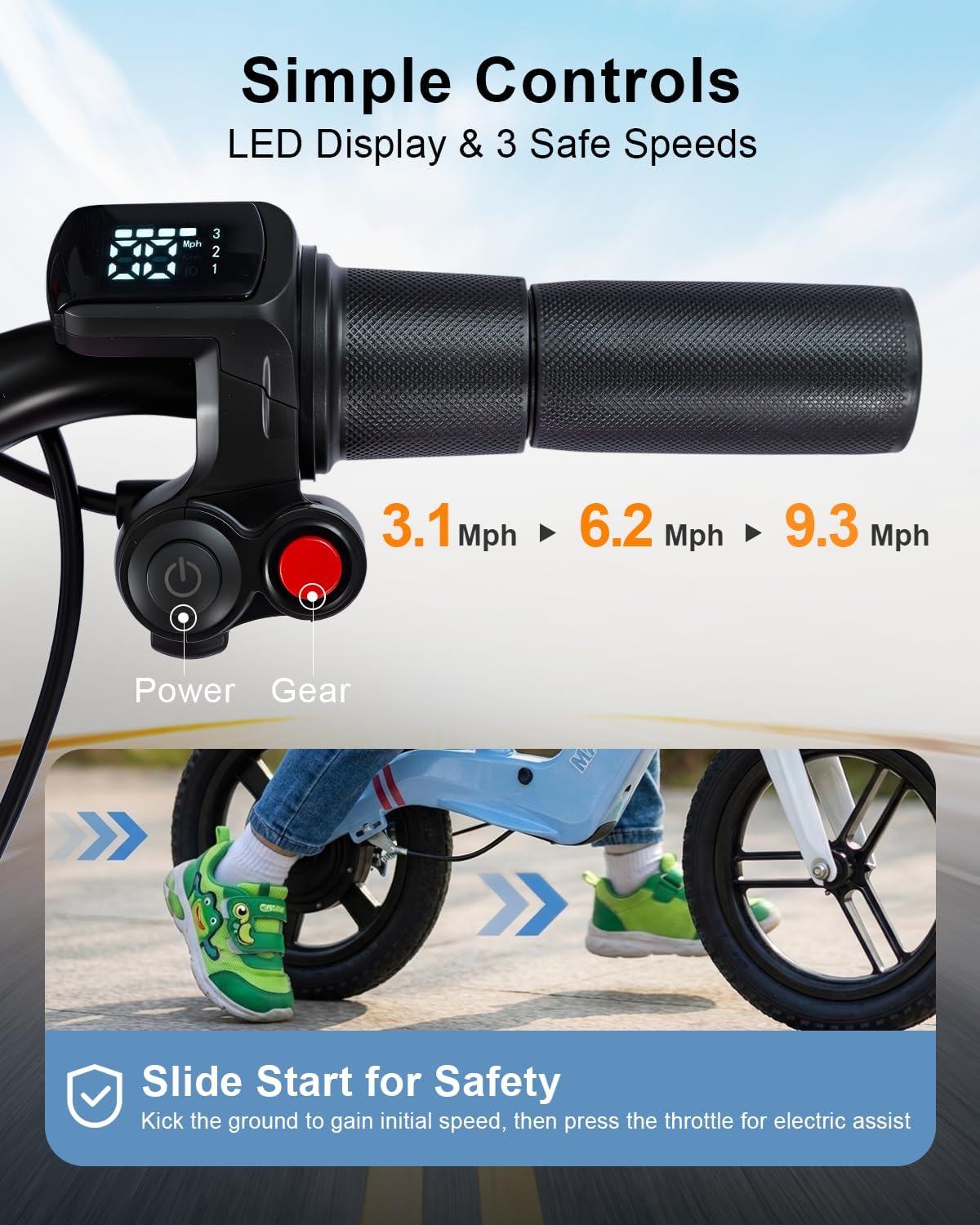 Electric Balance Bike for Kids Ages 3–6 – Lightweight Toddler E-Bike with 3 Speed Modes, Light-Up Front Tire & Adjustable Seat