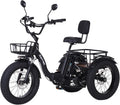 1350W Peak Folding Electric Tricycle for Adults – Fat Tire 3-Wheel E-Trike with Large Rear Basket & Removable Battery