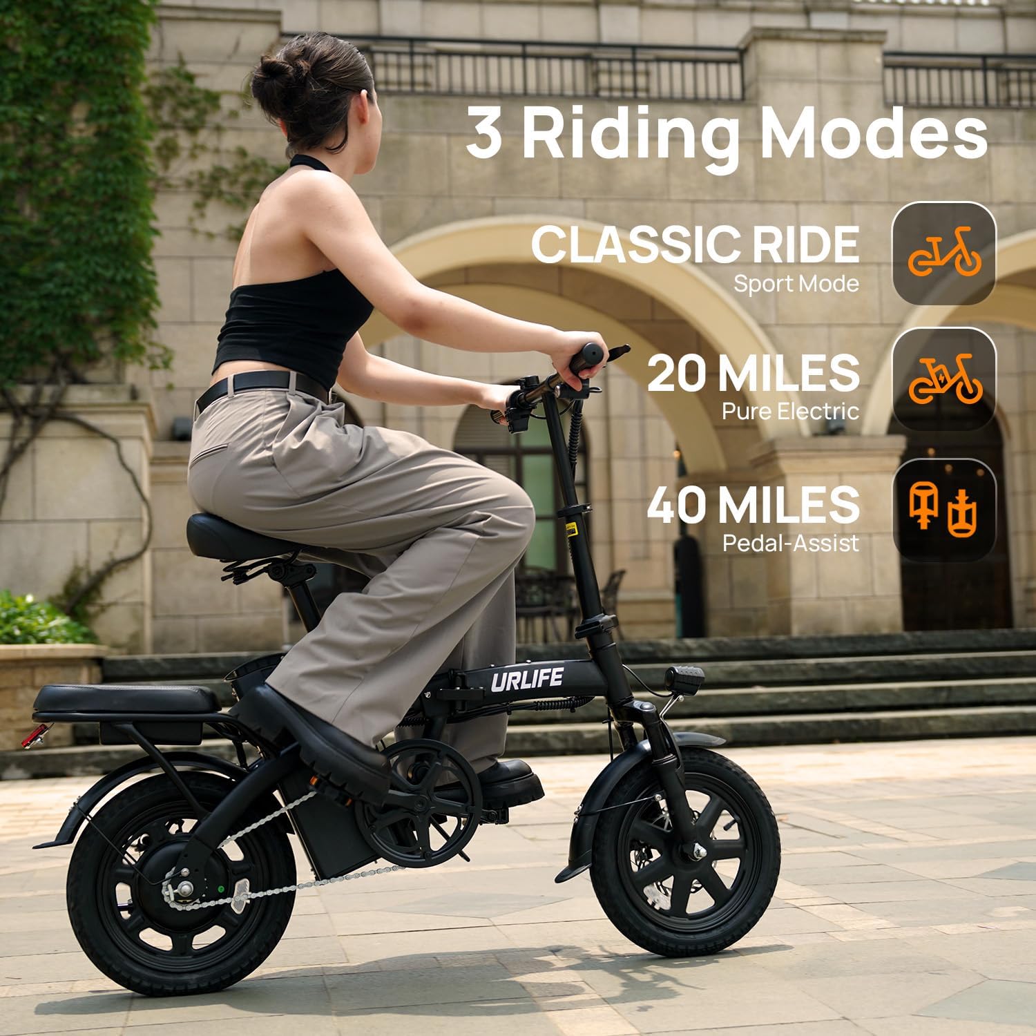 14-Inch Folding Electric Bike for Adults, Portable Commuter E-Bike, Compact Urban Electric Bicycle, UL Certified
