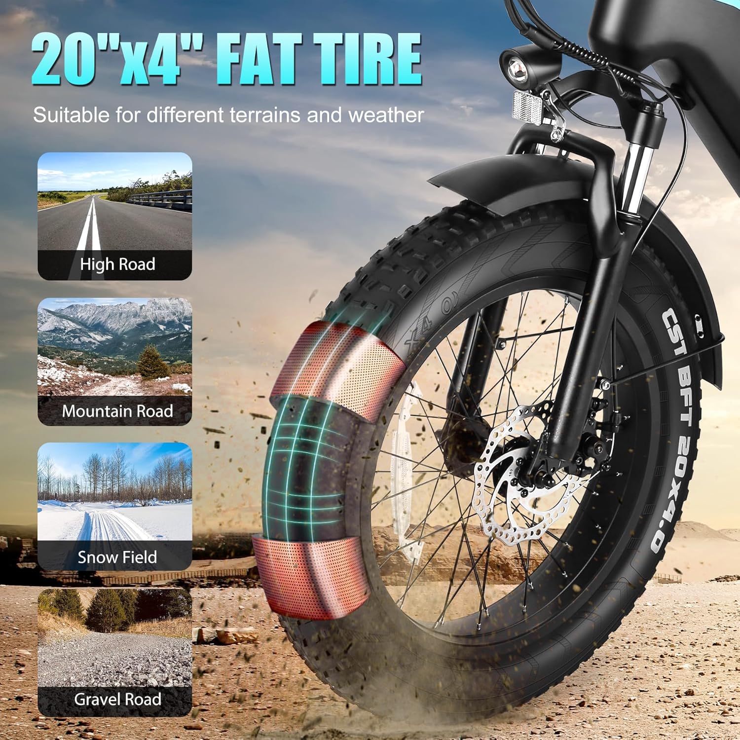 Step-Through Fat Tire Electric Bike for Adults – 20" All-Terrain E-Bike with Removable Power System & Long-Range Performance
