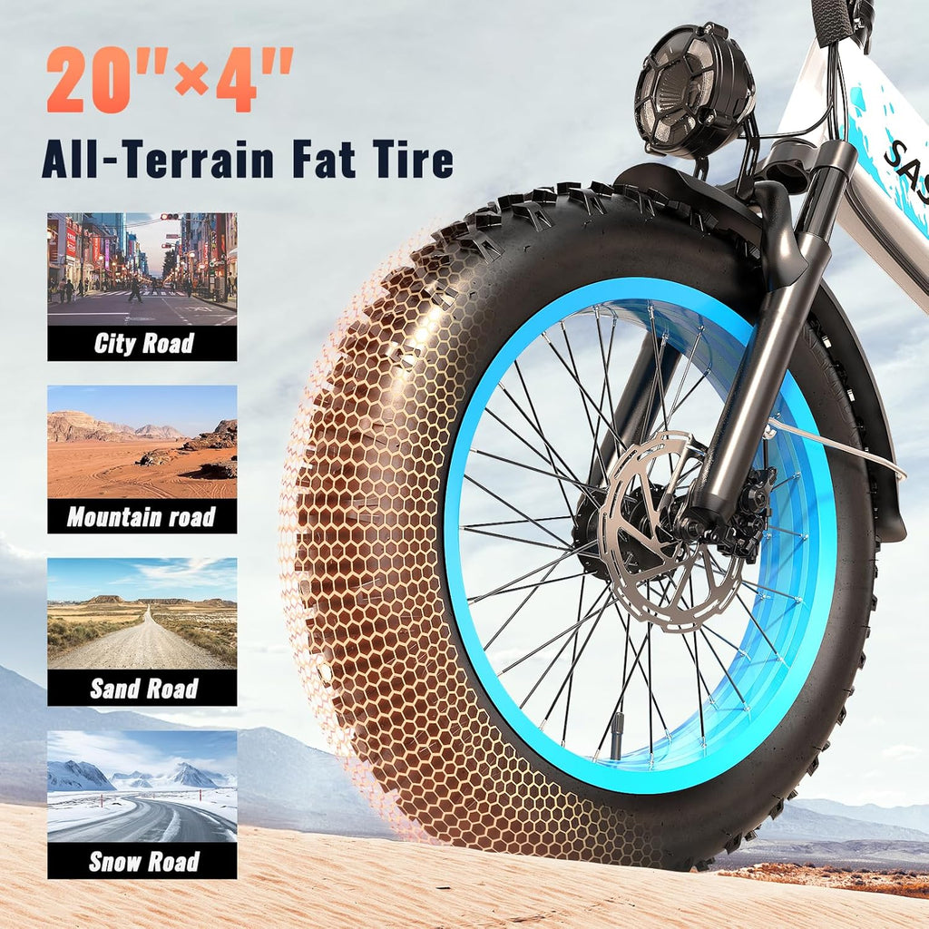 1500W Folding Electric Bike for Adults – 20" Fat Tire E-Bike, Up to 70 Miles Range, Dual Suspension, Foldable Design
