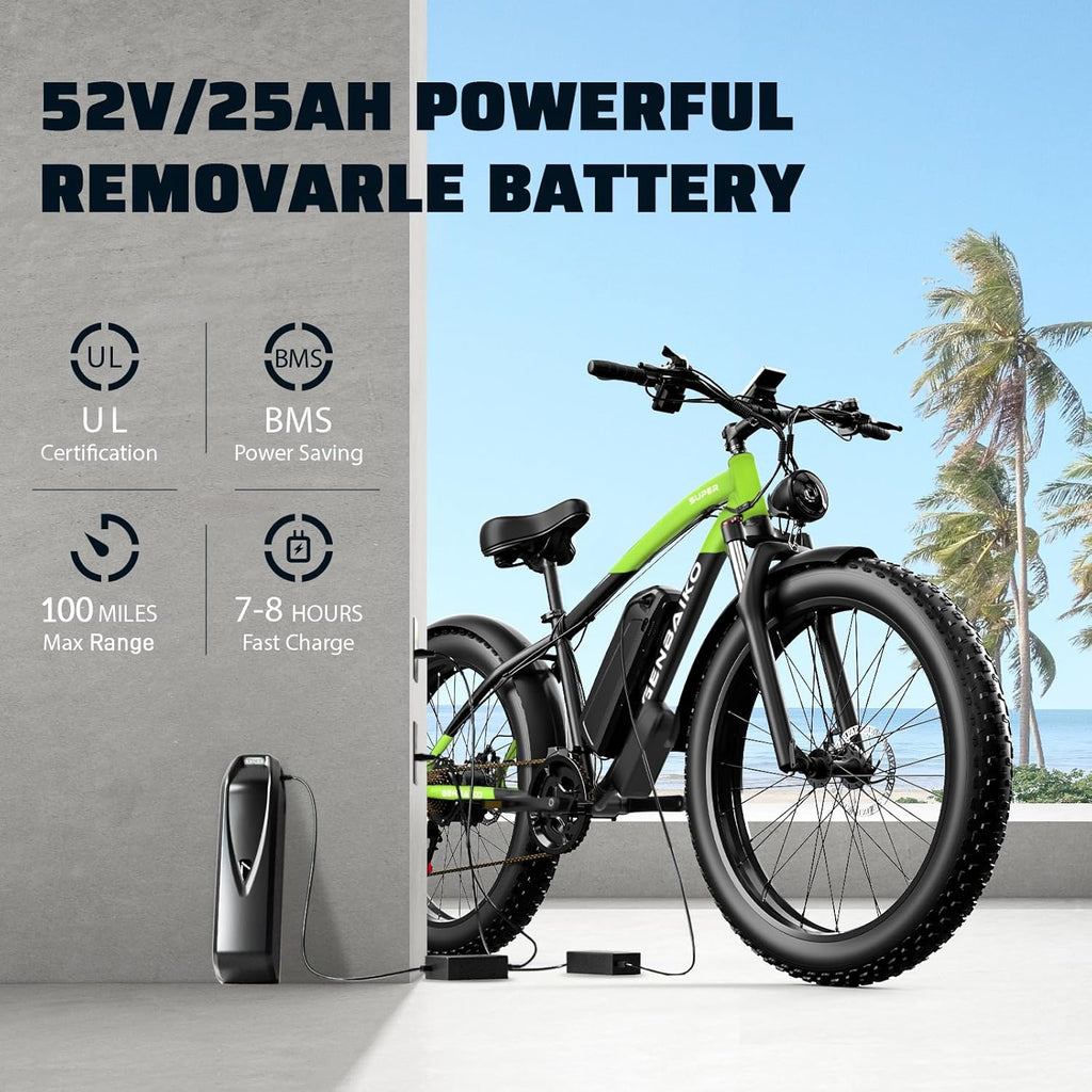 Electric Fat Tire Bike for Adults, 2500W Peak Motor, Up to 45 MPH, 21-Speed E-Bike with Hydraulic Disc Brakes & Long-Range Performance