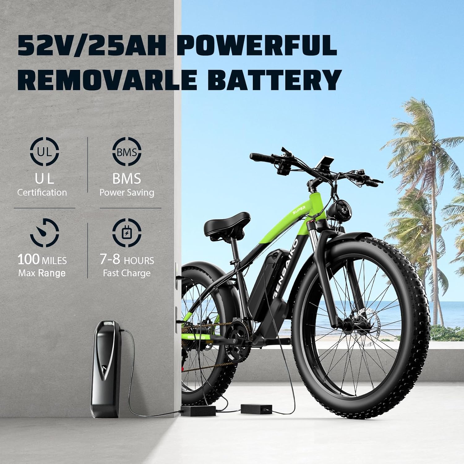 Electric Fat Tire Bike for Adults, 2500W Peak Motor, Up to 45 MPH, 21-Speed E-Bike with Hydraulic Disc Brakes & Long-Range Performance
