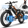 26" Fat Tire Electric Bike for Adults with 3000W/5000W Peak Dual Motor, Full Suspension, Up to 35 MPH & 80–100 Miles Range