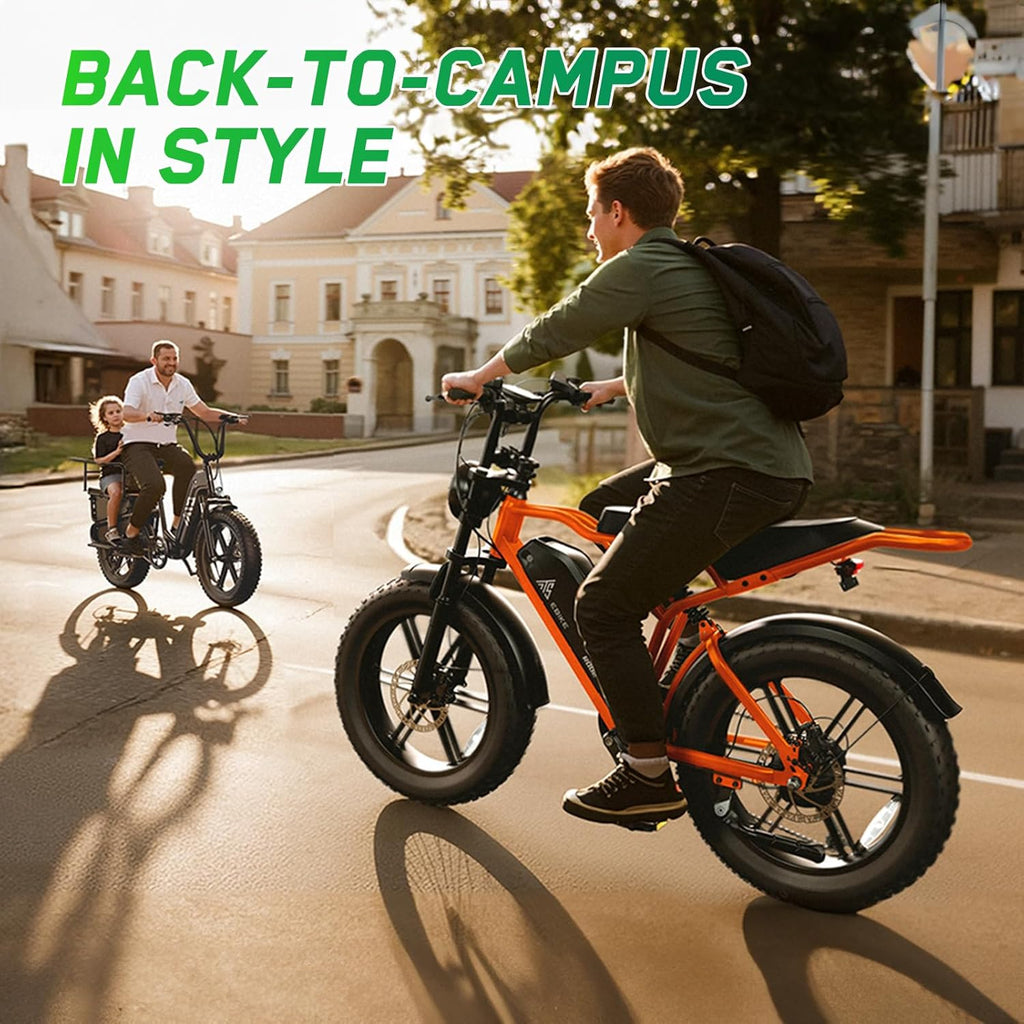 1500W Peak Electric Bike for Adults – 20" Fat Tire E-Bike, Up to 60 Miles Range, Dual Suspension, Removable Battery