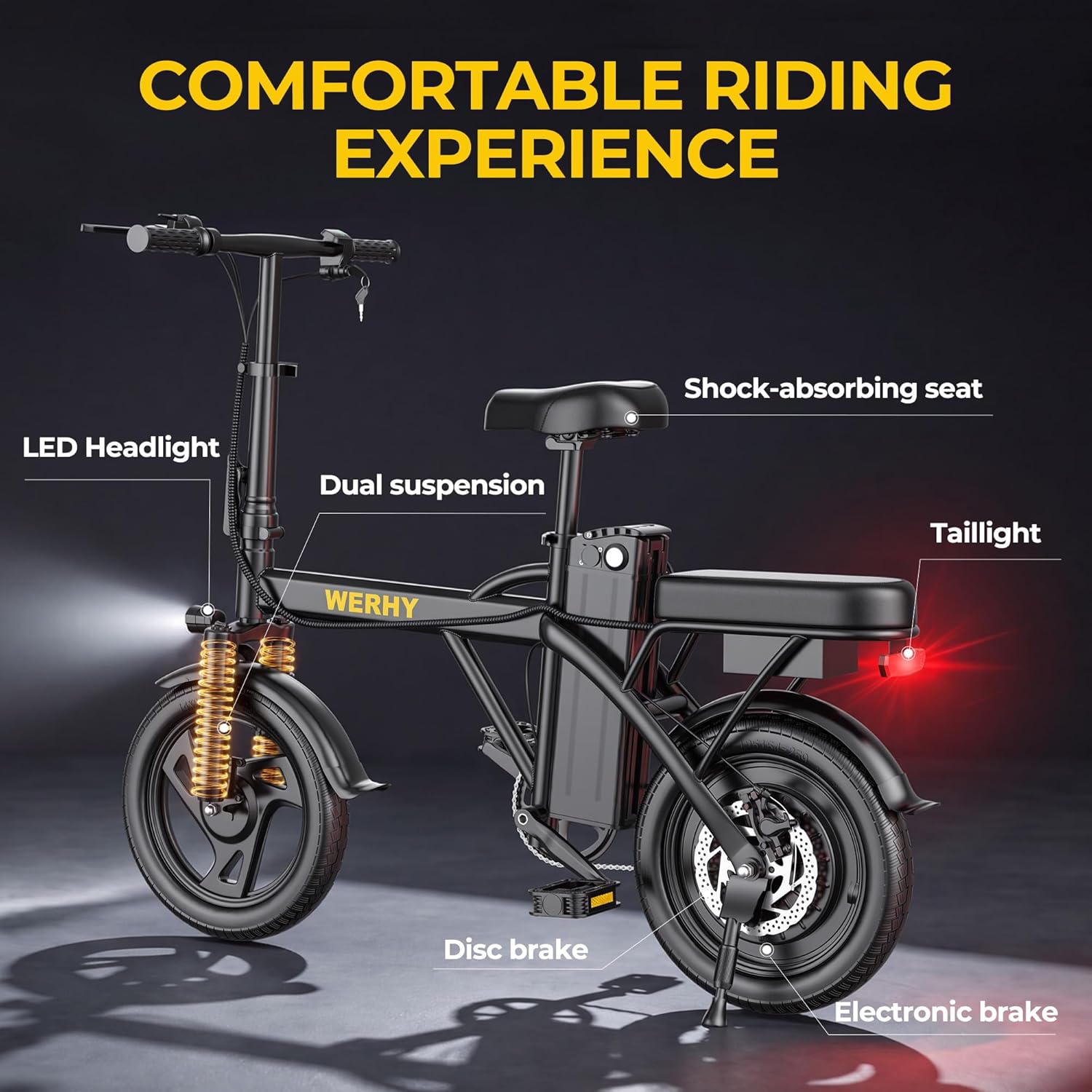 Folding Electric Bike for Adults – 500W Motor, 14" Mini Ebike, 20 MPH, Up to 20-Mile Range