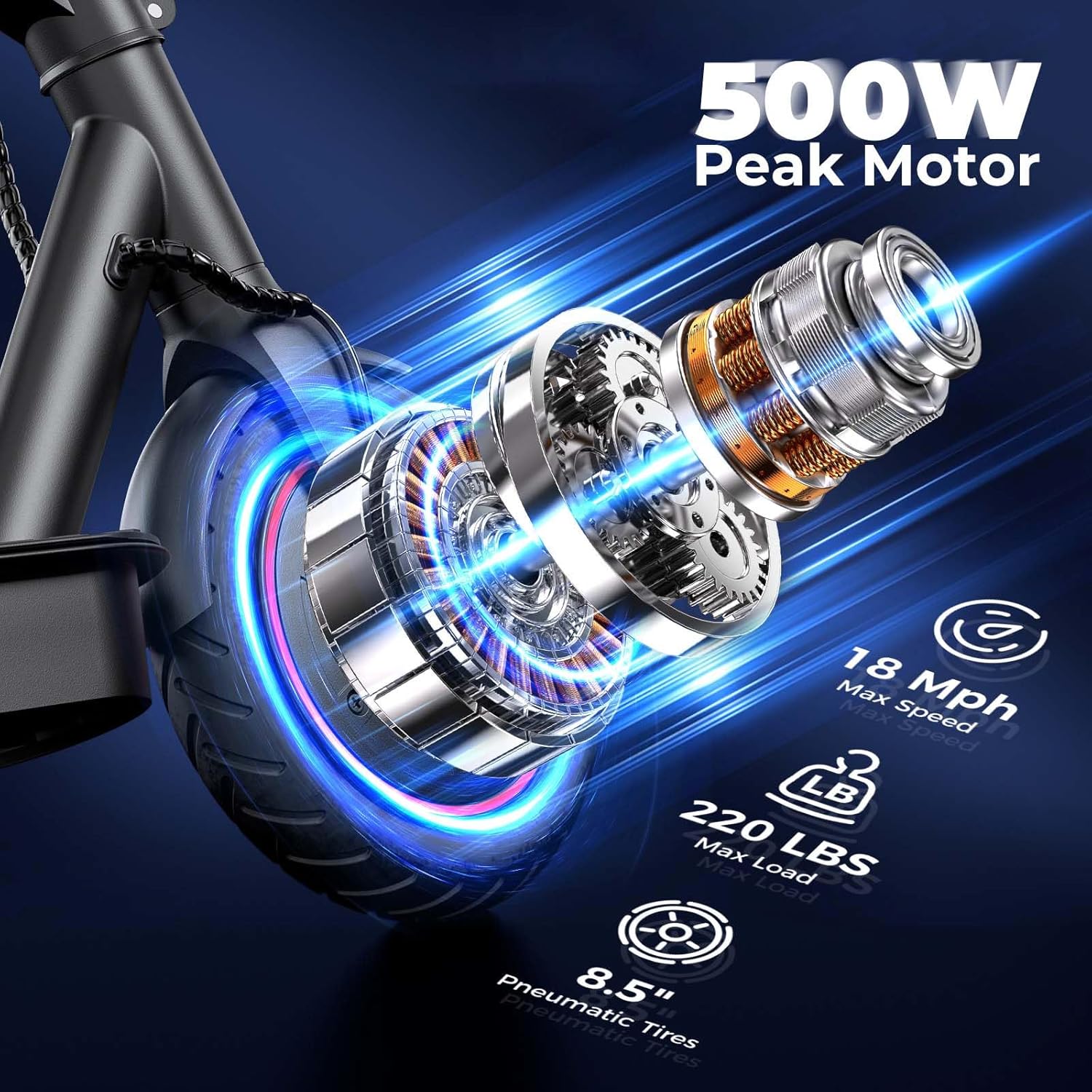 Electric Scooter Adults, 1200W/1000W/500W Motor, 28/25/21/18 MPH Top Speed, 10''/8.5'' Tires,