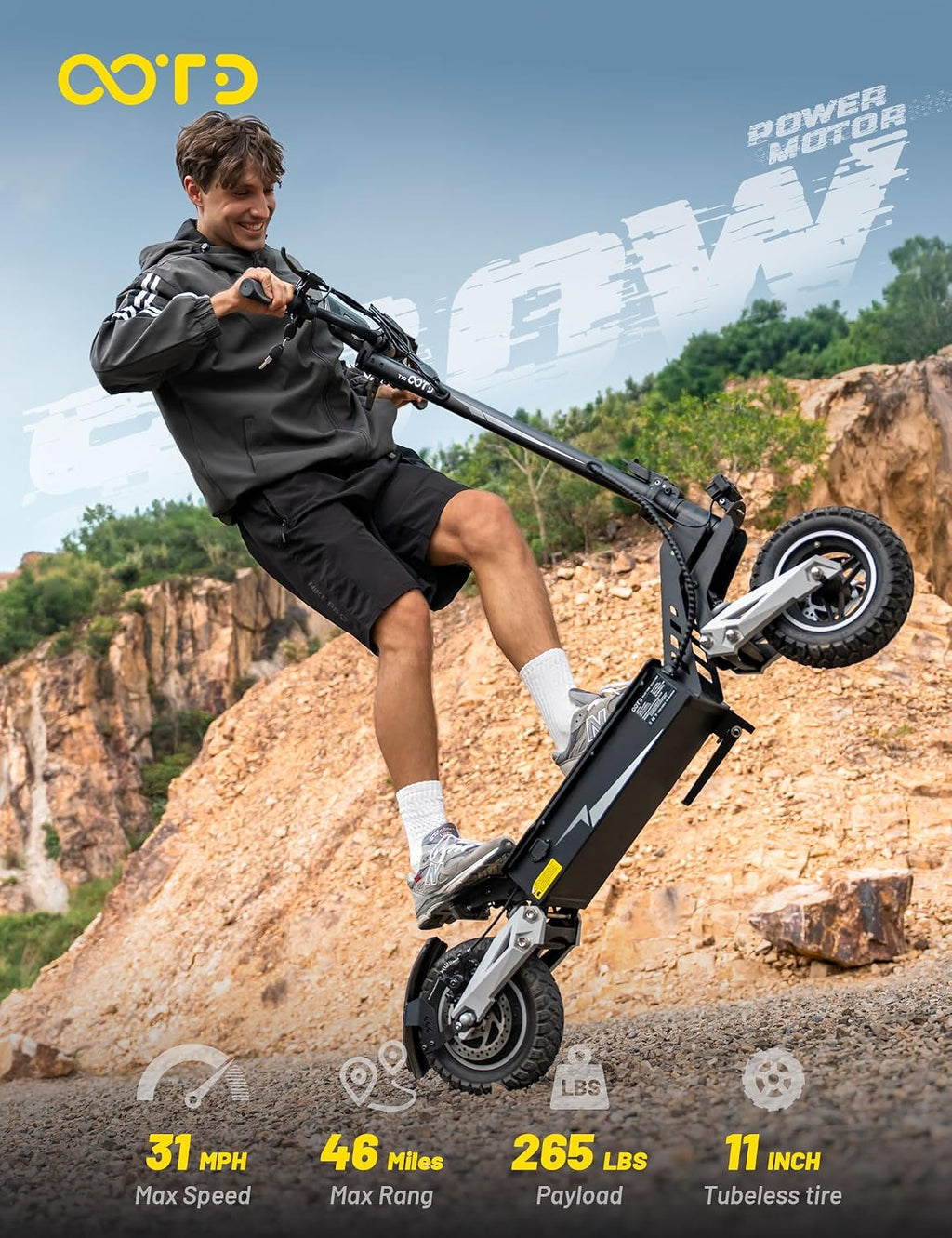 T10 Electric Scooter for Adults, 48V 18AH