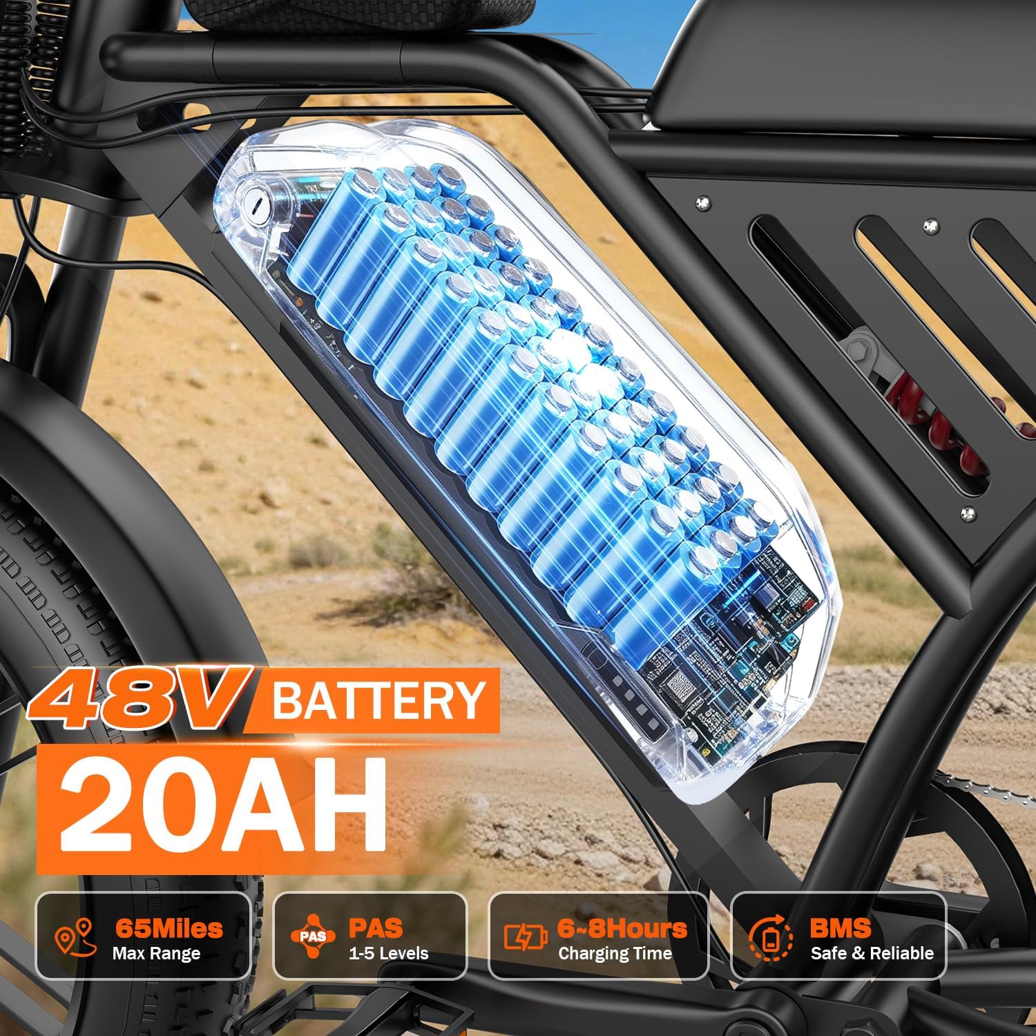 2500W Peak Electric Dirt Bike for Adults – 20-Inch Fat Tire All-Terrain E-Bike with NFC & Password Unlock, Up to 36 MPH & 65-Mile Range