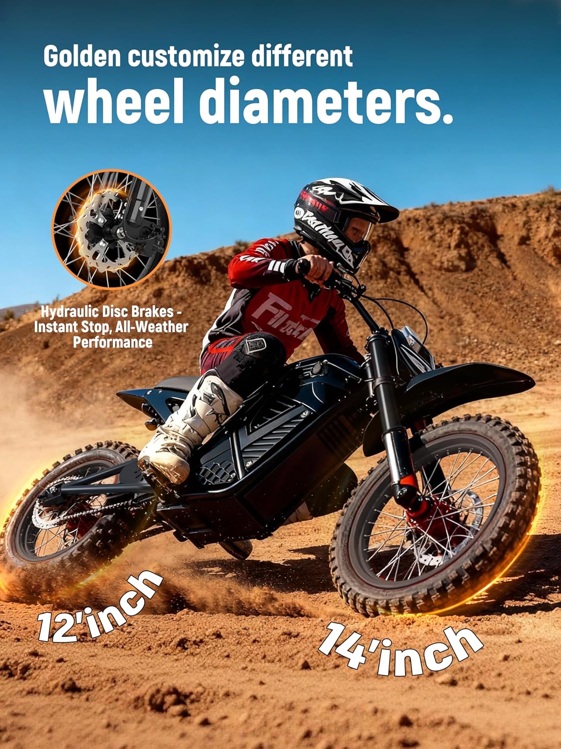 3500W Peak Electric Dirt Bike for Teens & Adults – Mid-Drive Motor, 38 MPH Top Speed, Dual Hydraulic Suspension & Up to 53-Mile Range