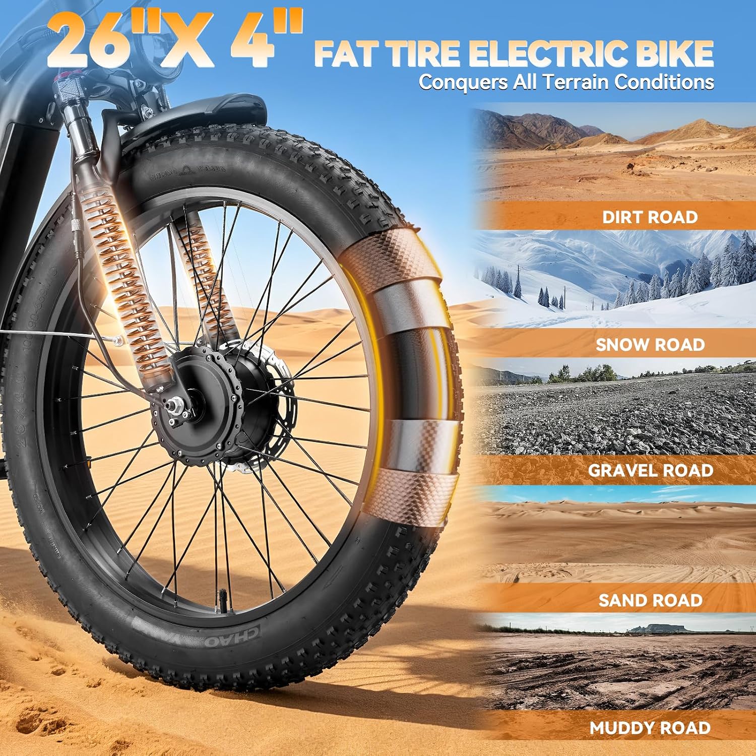 Dual Motor Fat Tire Electric Bike for Adults – Full Suspension All-Terrain E-Bike with Long-Range Performance